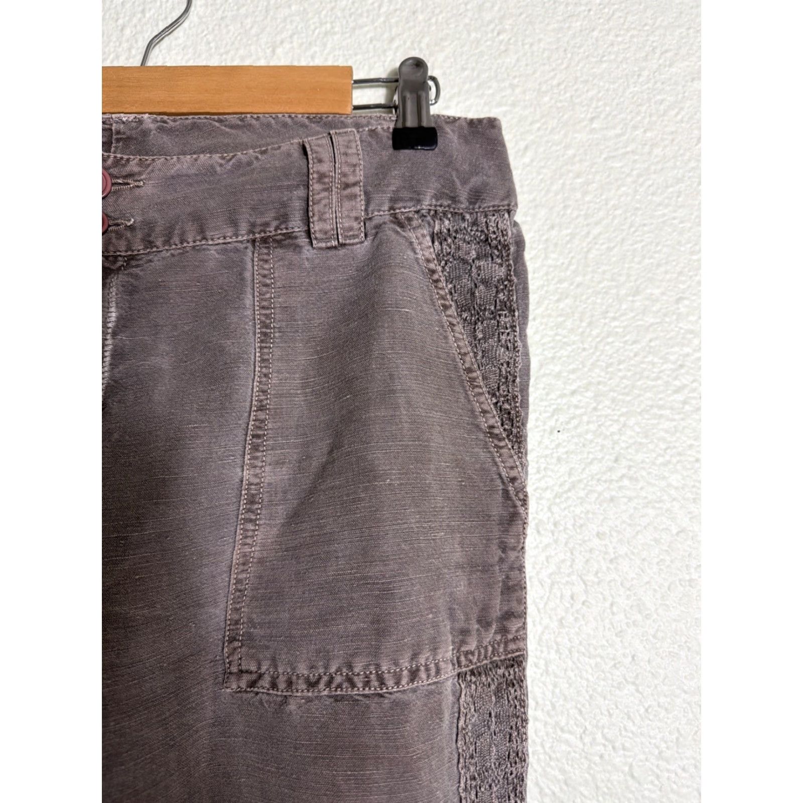 Vintage Sundance Womens Capri Pants Brown 32x23 Petite 10P Lace Linen Cotton Festival Capris Womens Pants Brown Capris 10P Size 32" / US 10 / IT 46 - 4 Thumbnail