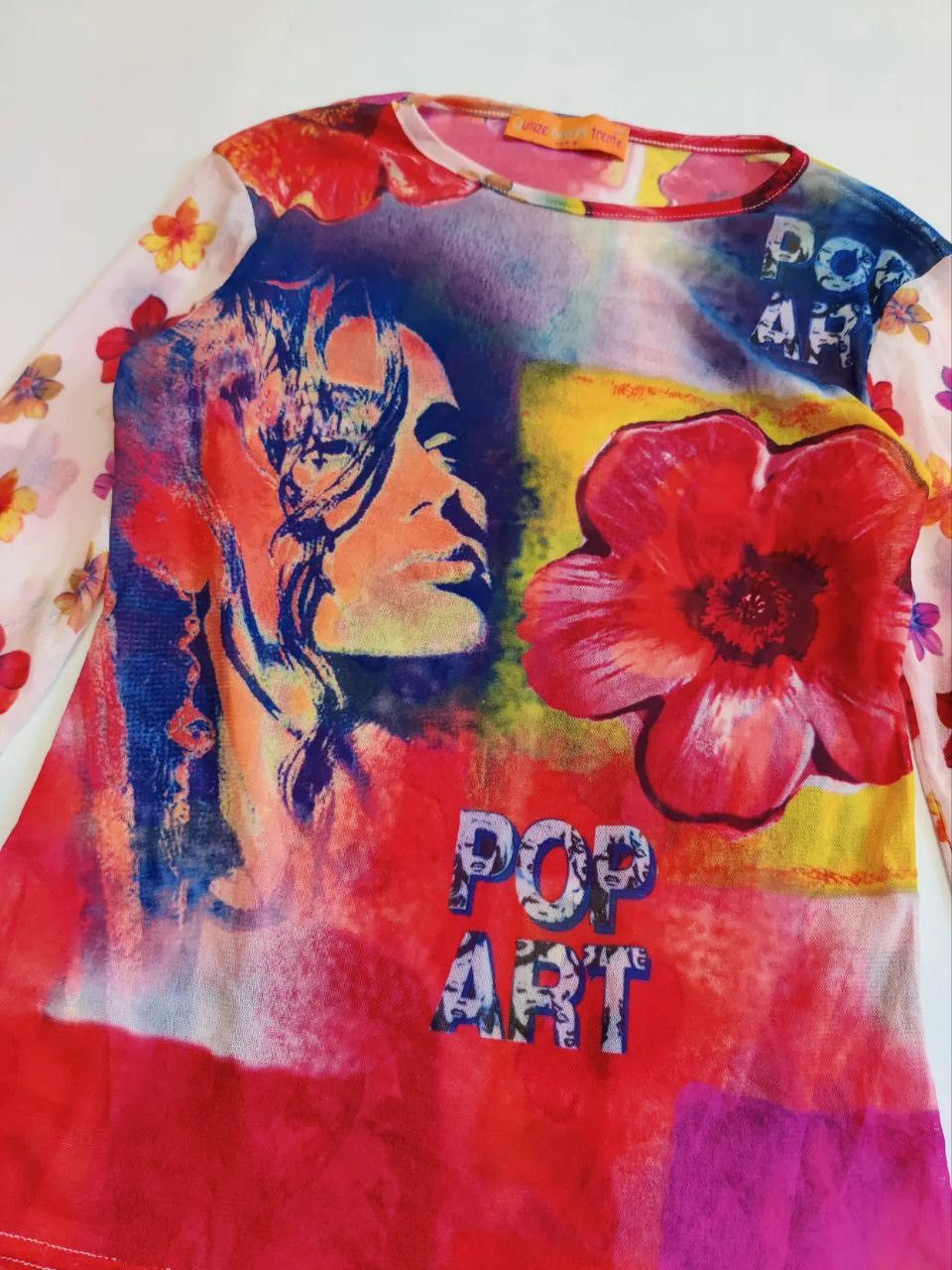 Other Y2K Mesh Blouse Print Art long sleeve jpg 2000s Size M / US 6-8 / IT 42-44 - 2 Thumbnail