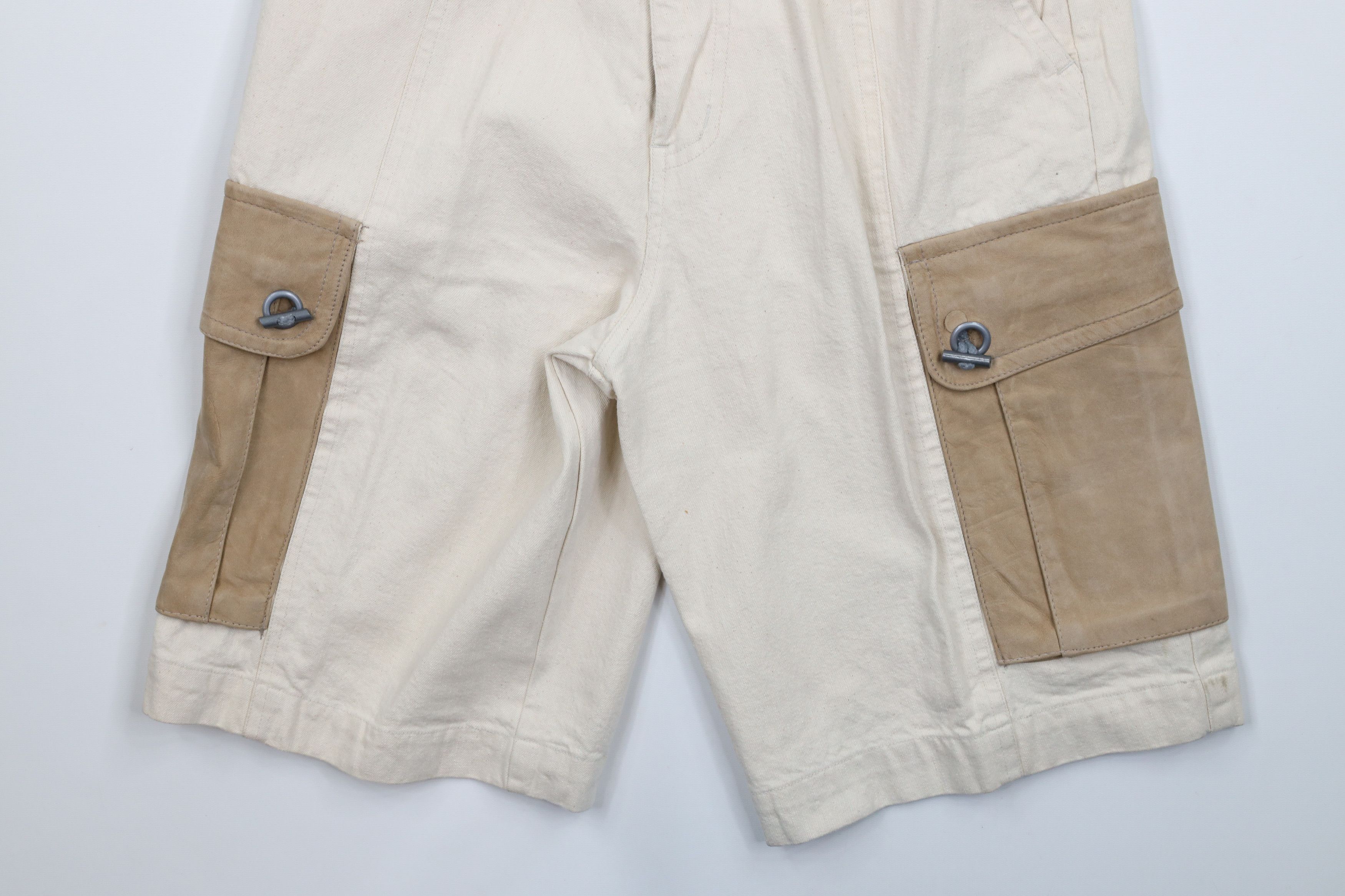 Vintage Deadstock Vintage 90s Streetwear Leather Denim Cargo Shorts Size US 31 - 4 Thumbnail