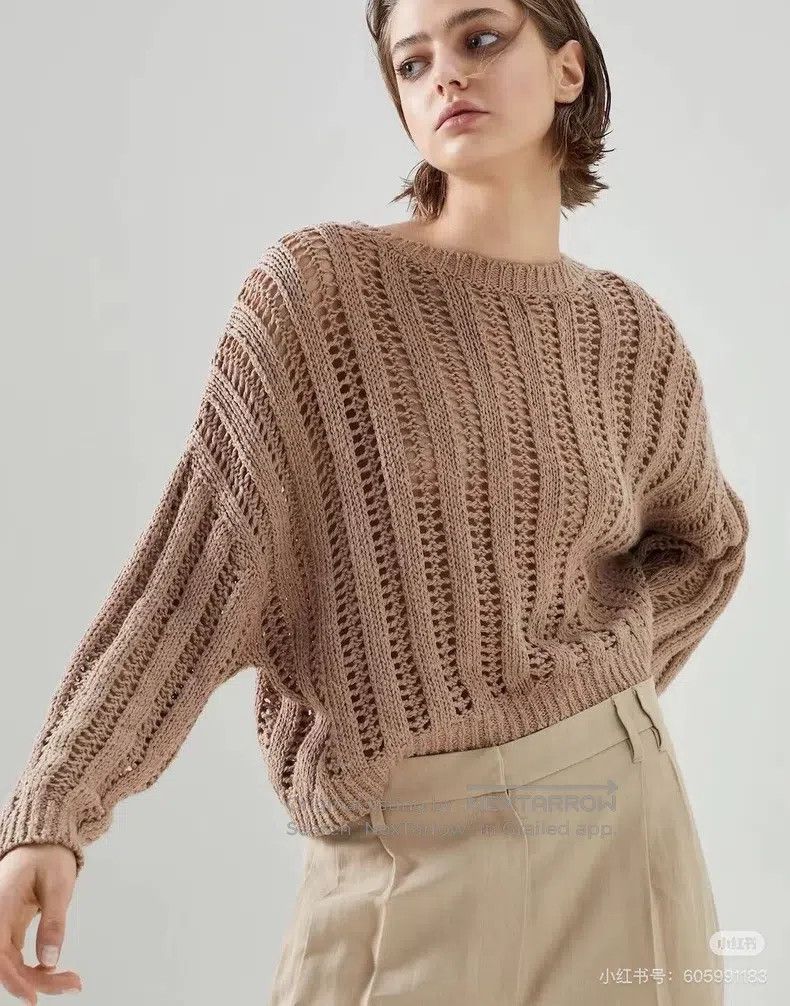 Brunello Cucinelli Brunello Cucinelli Cotton and Linen Sequin Ladies Knit Top Size XS / US 0-2 / IT 36-38 - 2 Thumbnail