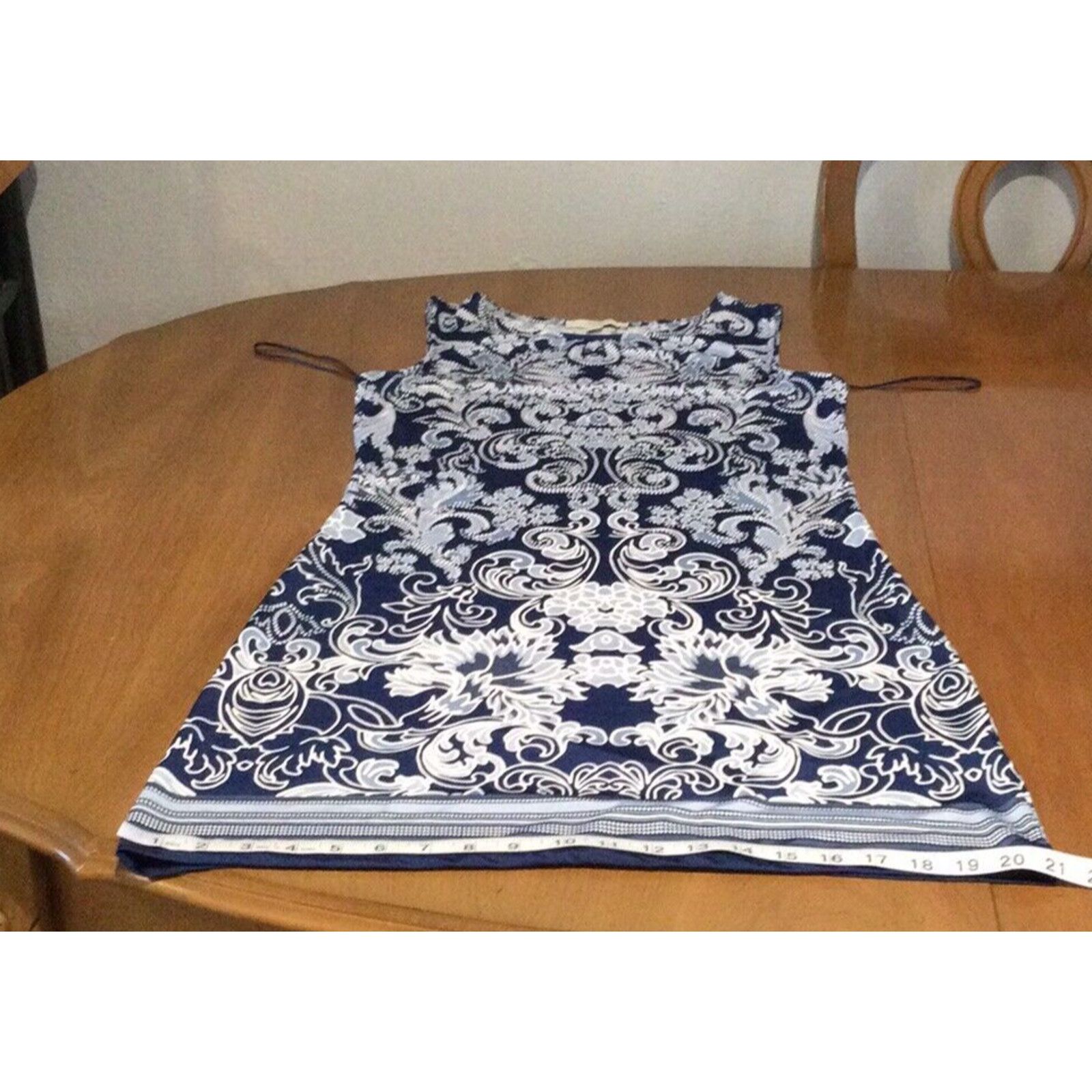 Other Haani Blue/White Graphic Print Sheath Dress Petite Small Size S / US 4 / IT 40 - 14 Thumbnail