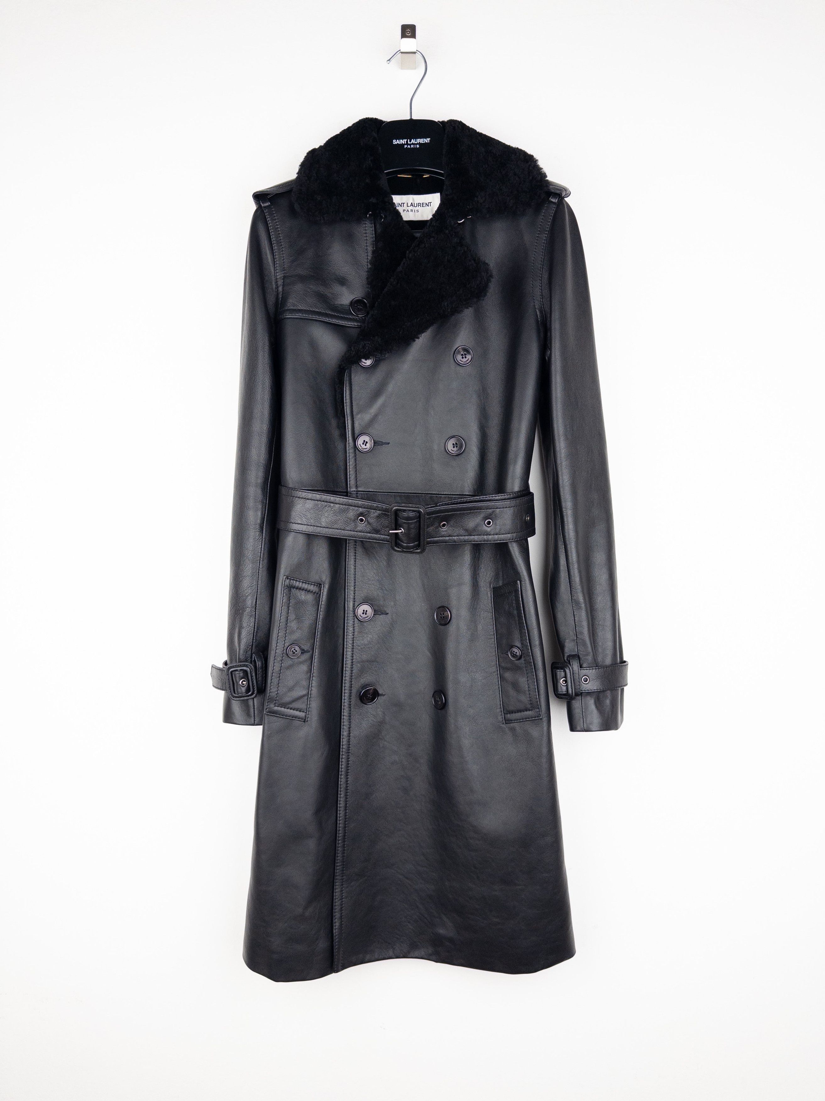 Saint Laurent Paris Saint Laurent AW20 Double-Breasted Shearling Leather Trench Size XS / US 0-2 / IT 36-38 - 1 Thumbnail