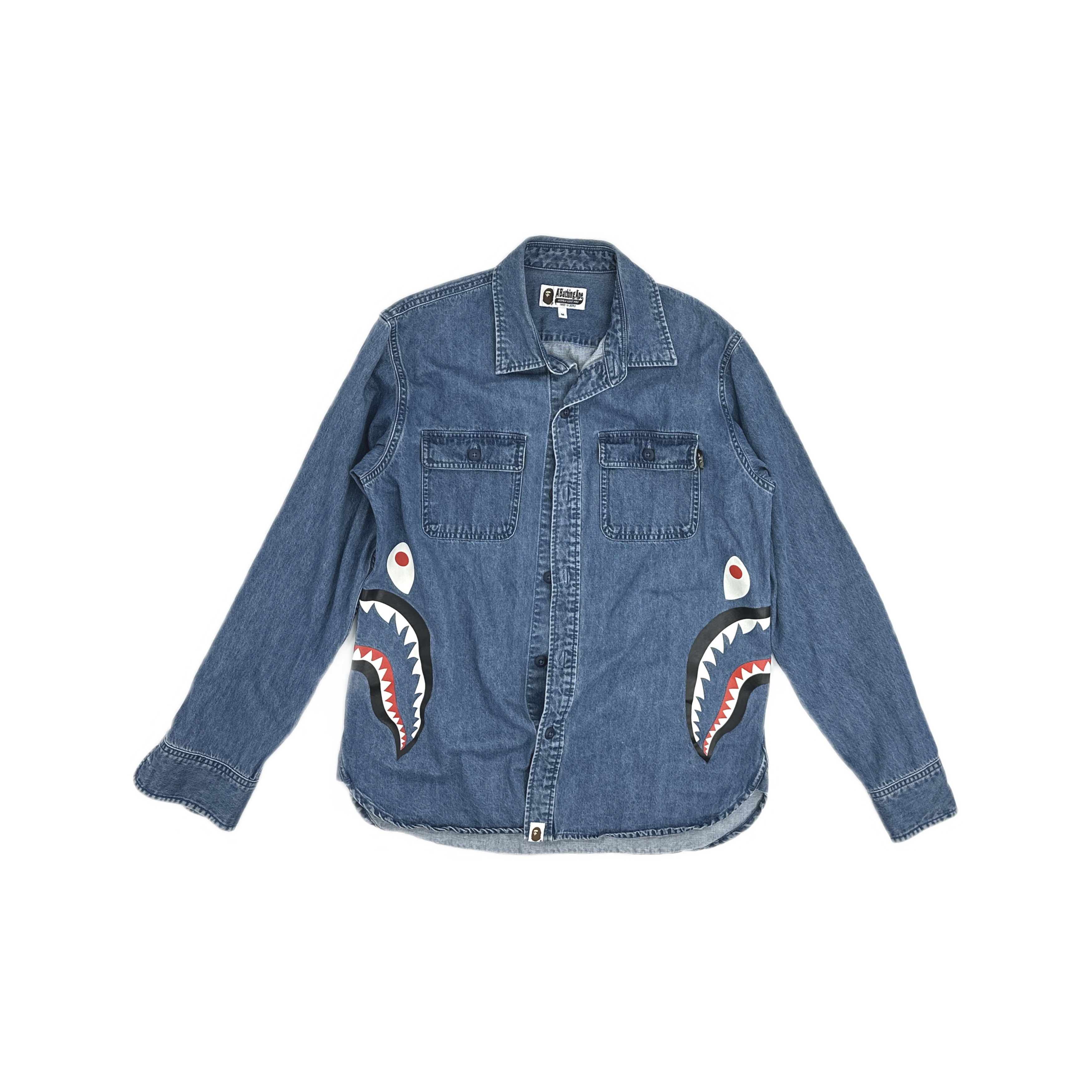 Bape A Bathing Ape Shark Denim Shirt Size M Size US M / EU 48-50 / 2 - 1 Thumbnail