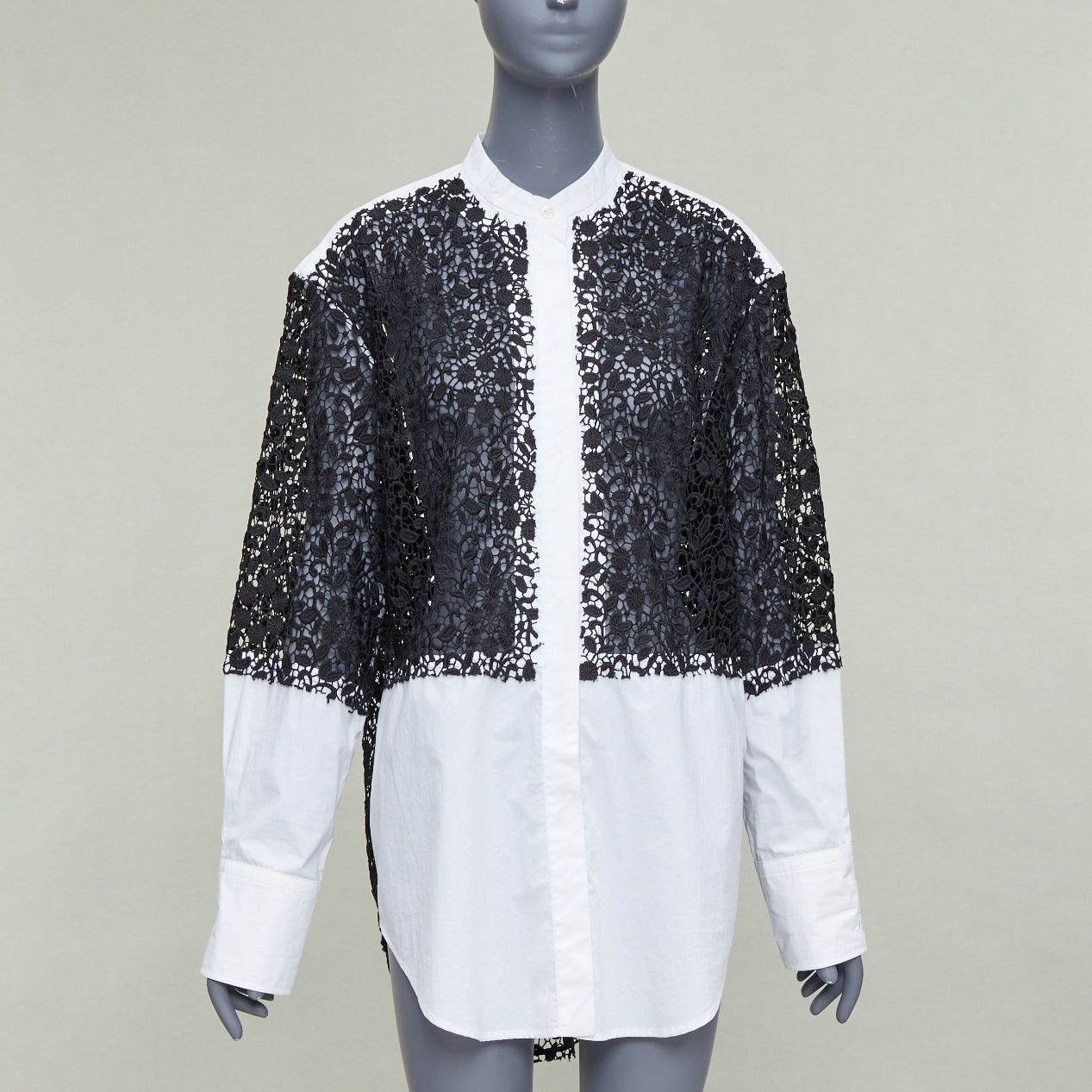 JW Anderson JW ANDERSON black white cotton floral lace insert dress shirt UK8 S Size S / US 4 / IT 40 - 1 Thumbnail
