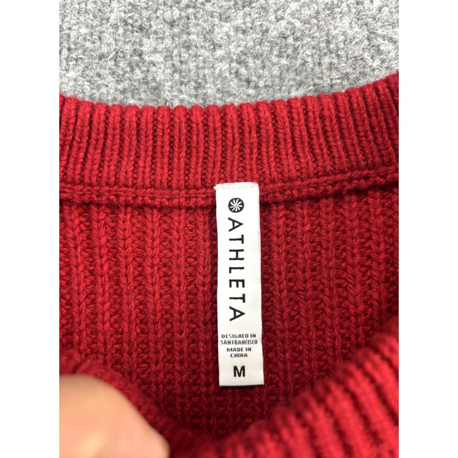 Athleta Athleta Sweater Womens Medium Red Chunky Knit Wool Blend Crew Neck Pullover Size M / US 6-8 / IT 42-44 - 2 Thumbnail