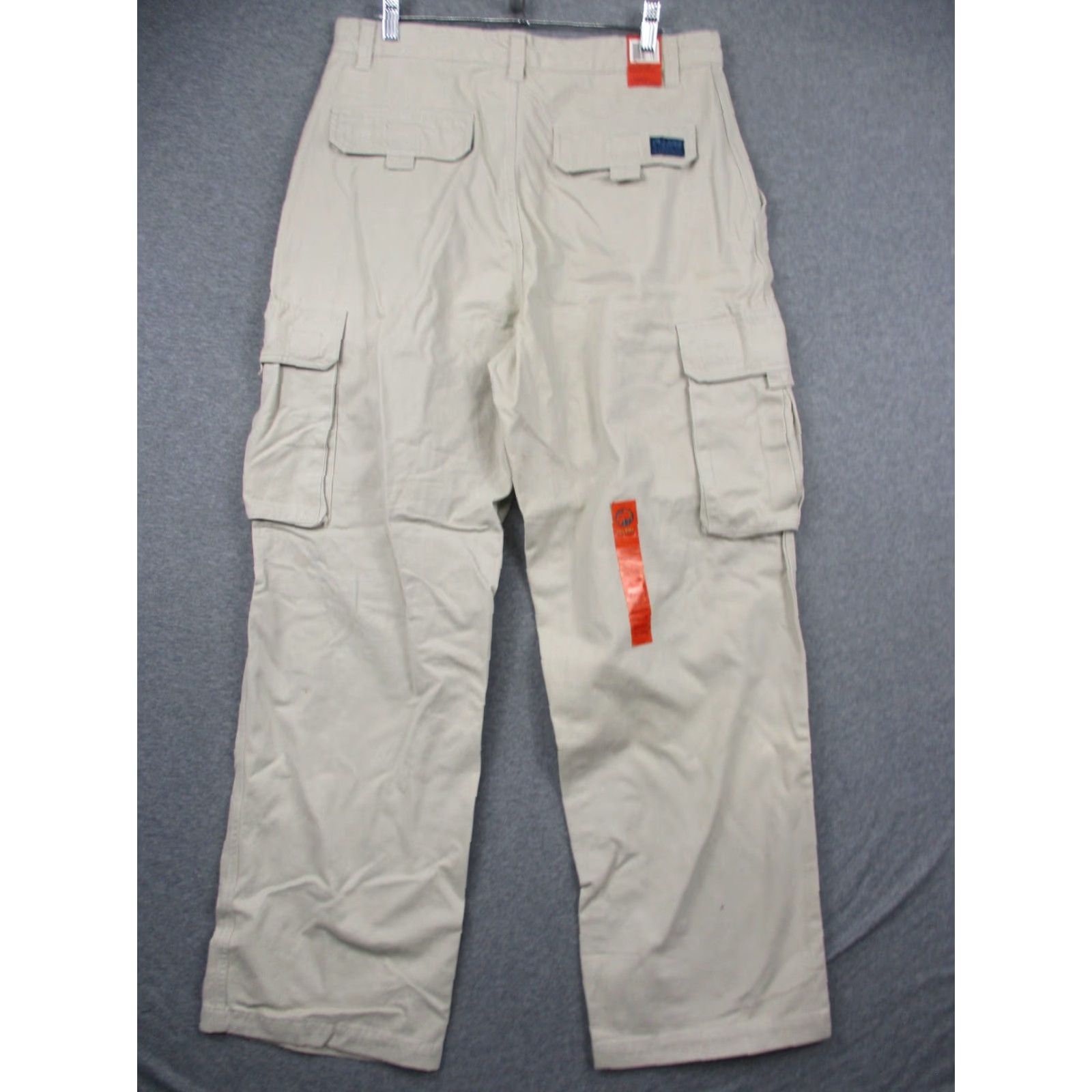 Vintage Plugg Jeans Cargo Pants Mens 34x32 Baggy Stone Beige NWT 90s Logo Cargo Pocket Relaxed Straight Pants Mens Size US 34 / EU 50 - 3 Thumbnail