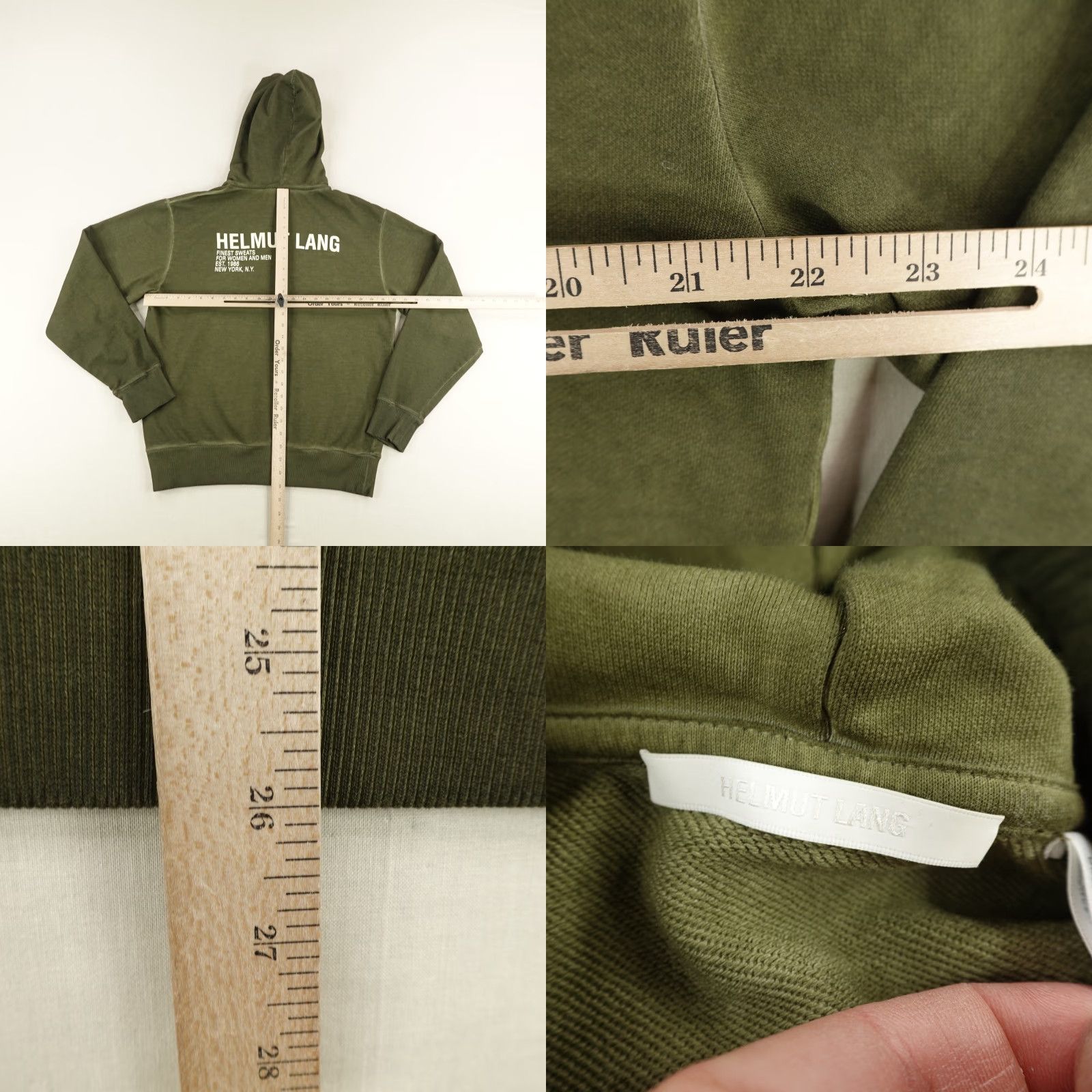 Helmut Lang VINTAGE Helmut Lang Hoodie Pullover Sweater Men Small Olive Green Graphic Print City 90s Size US S / EU 44-46 / 1 - 8 Thumbnail