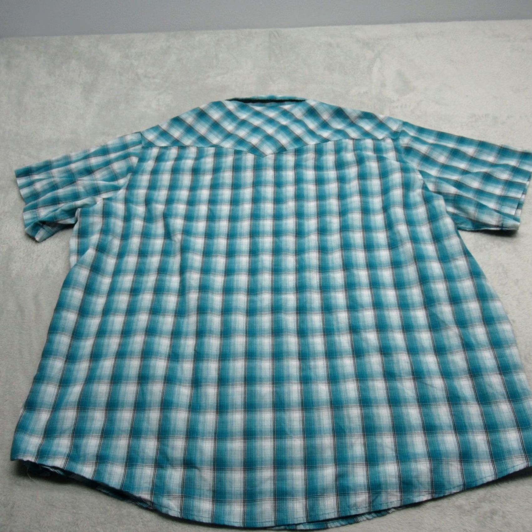 Wrangler Wrangler Western Shirt Mens 3XL Blue Plaid Pockets Short Sleeve Pearl Snap Front Size US XXL / EU 58 / 5 - 3 Thumbnail
