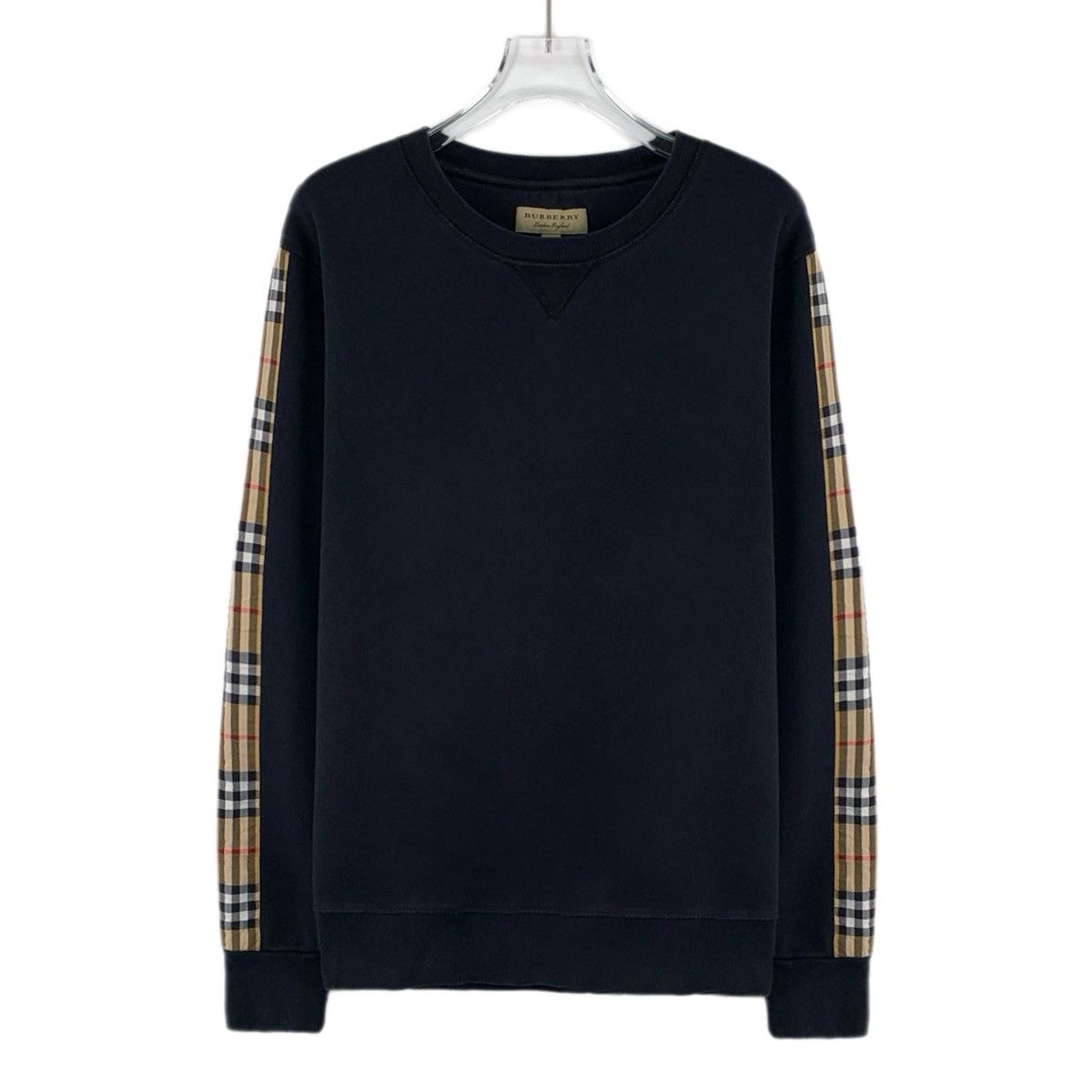 Burberry Burberry Black Plaid Spliced Long Sleeve Sweatshirt K26WX Size S / US 4 / IT 40 - 1 Thumbnail