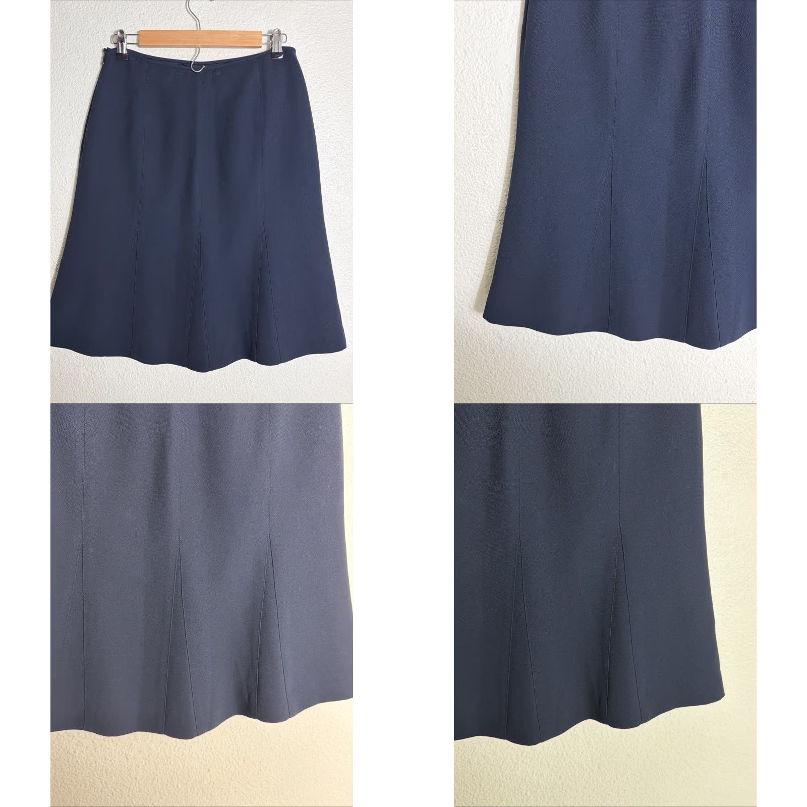 Vintage VINTAGE Y2K Petite Sophisticate Women’s 8P Navy Blue Acetate Flare Skirt 28x23 Size 30" / US 8 / IT 44 - 8 Thumbnail