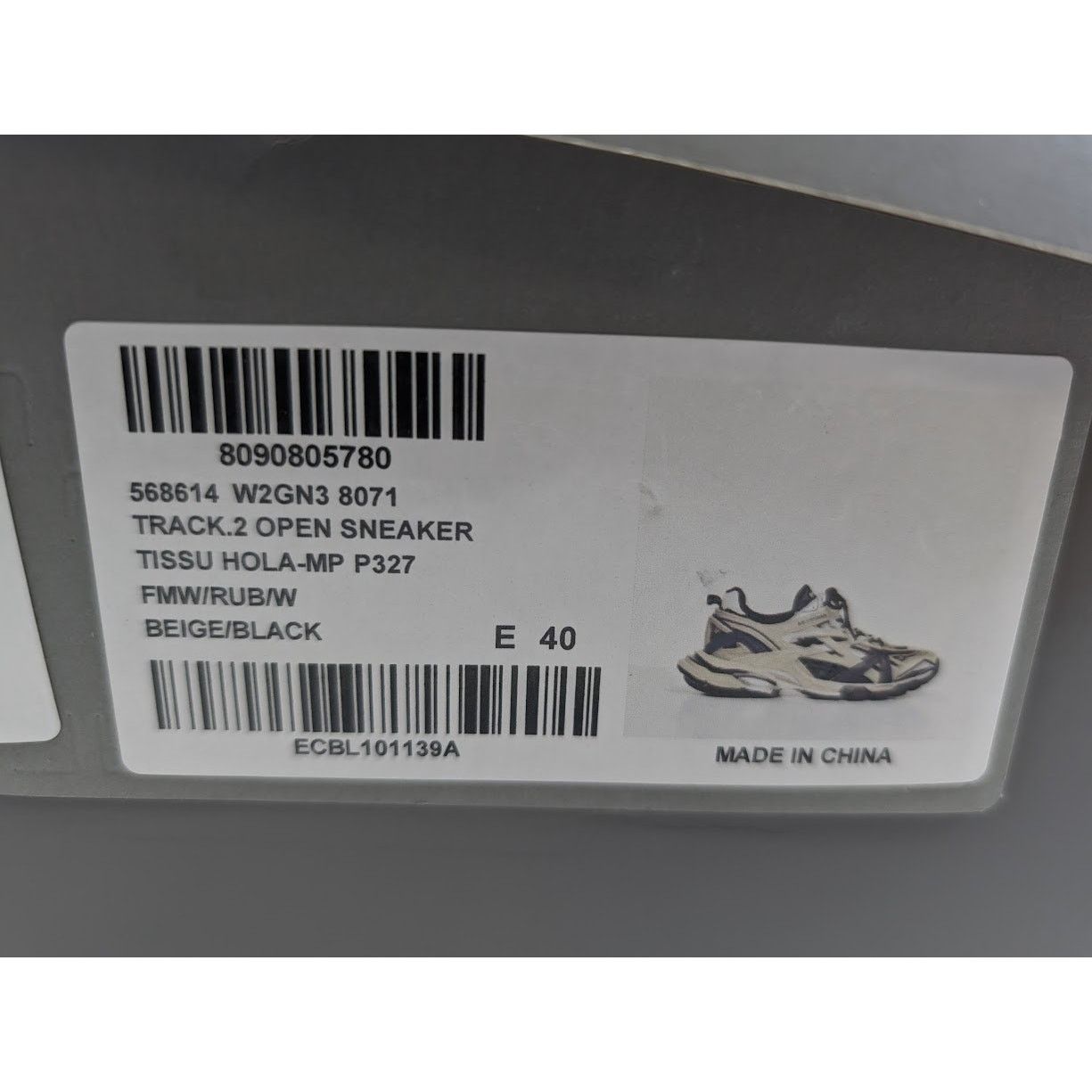 Balenciaga o1rshd1 Rubber Track.2 Open Low-Top Sneakers in Beige/Black Size US 7 / EU 40 - 24 Thumbnail