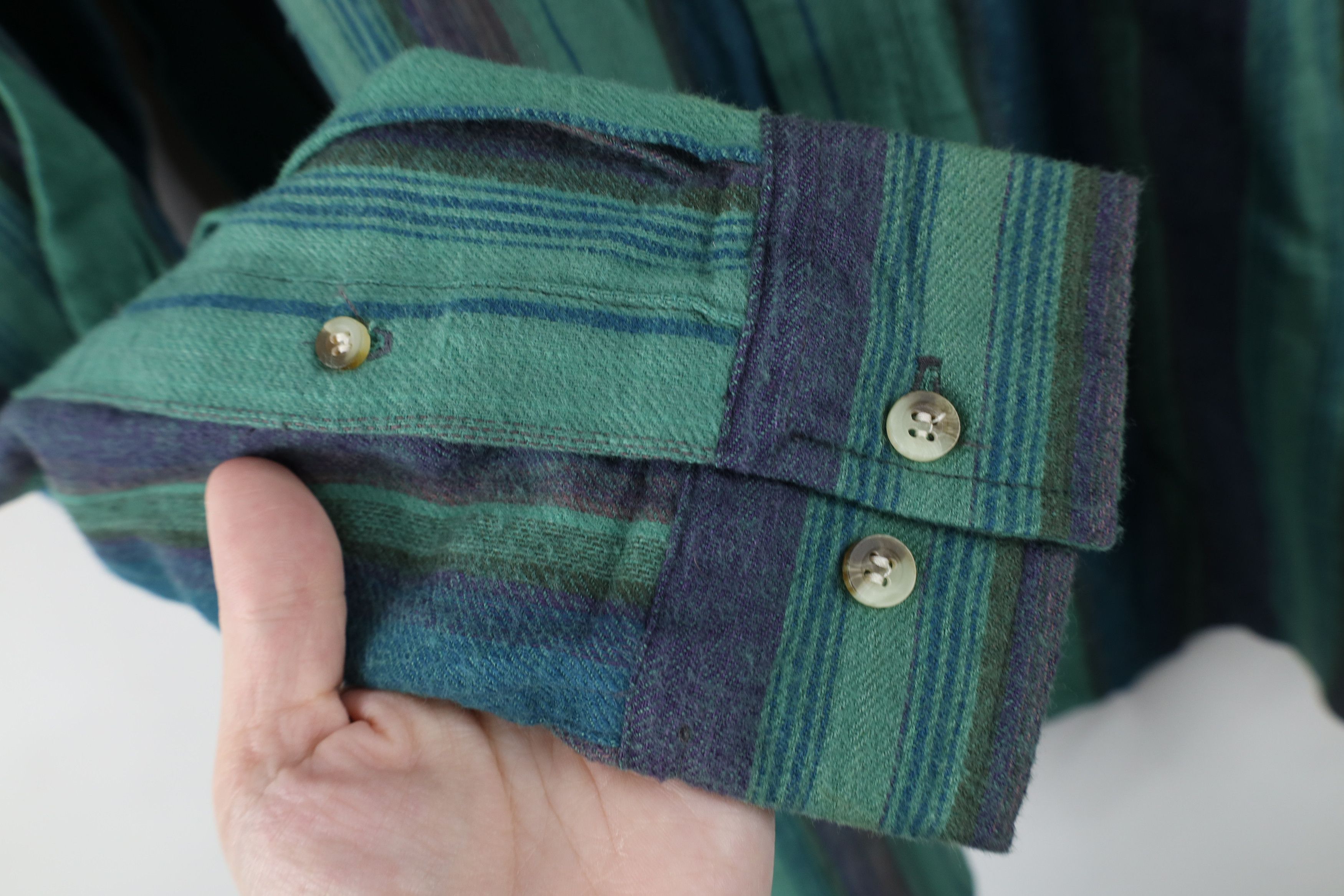 Vintage Vintage 90s Streetwear Flannel Band Collar Button Shirt Size US XXL / EU 58 / 5 - 6 Thumbnail