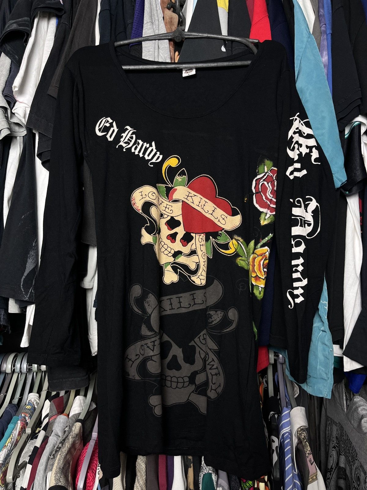 Christian Audigier ED HARDY CHRISTIAN AUDIGIER Y2000K LONG SLEEVE DRESS - 1364 Size L / US 10 / IT 46 - 1 Thumbnail