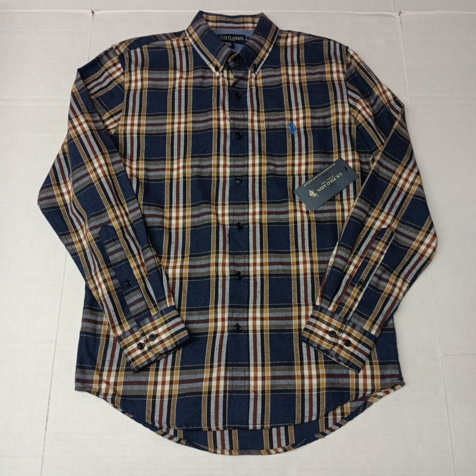 U.S. Polo Assn. U.S. Polo Assn. Button Woven Shirt Mens S Blue Heather Plaid Size US S / EU 44-46 / 1 - 1 Thumbnail