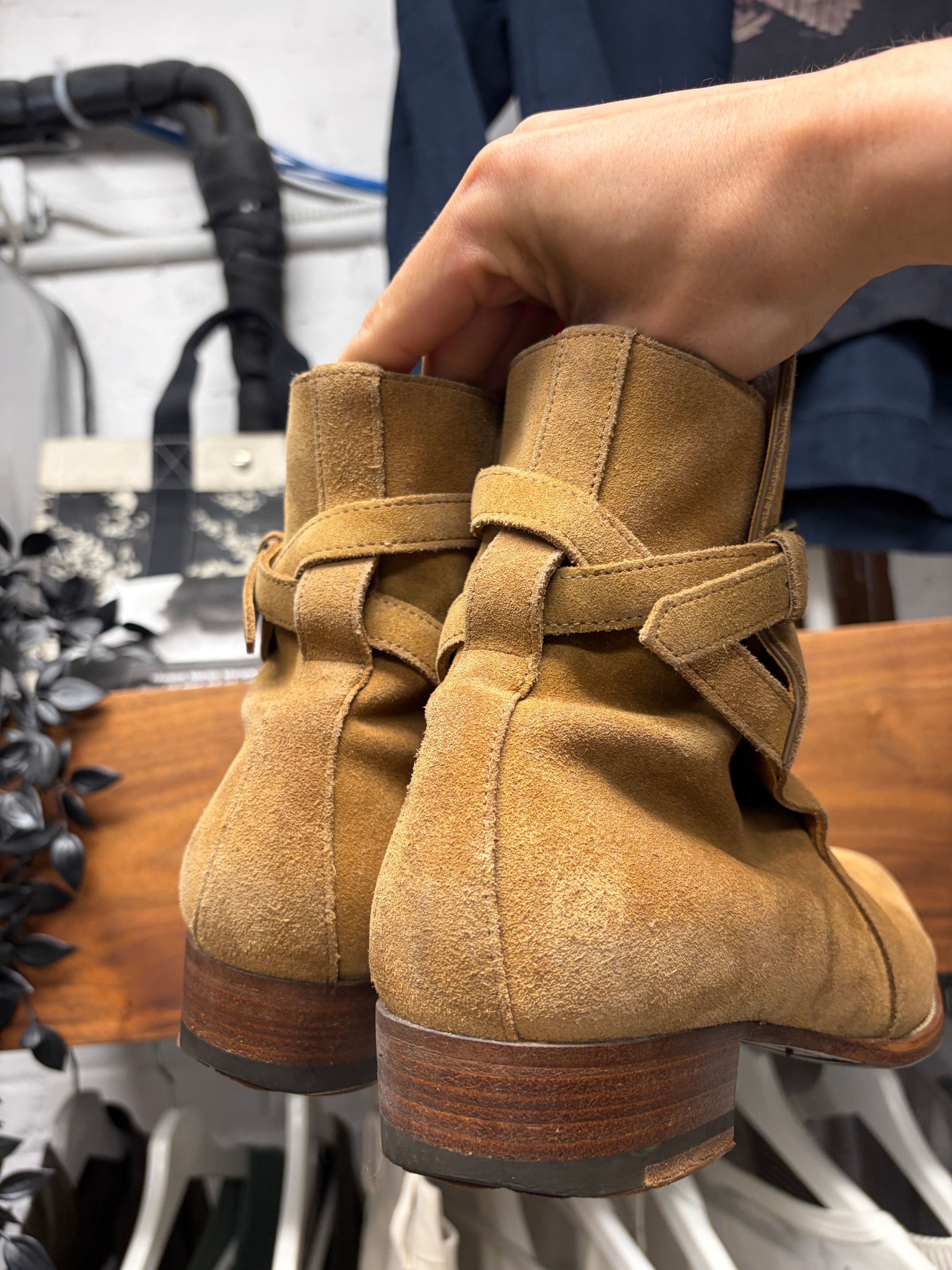 Saint Laurent Paris Saint Laurent ‘Jodhpur’ Brown Suede Harness Pointed Toe Ankle Boots Size US 7 / EU 40 - 5 Thumbnail