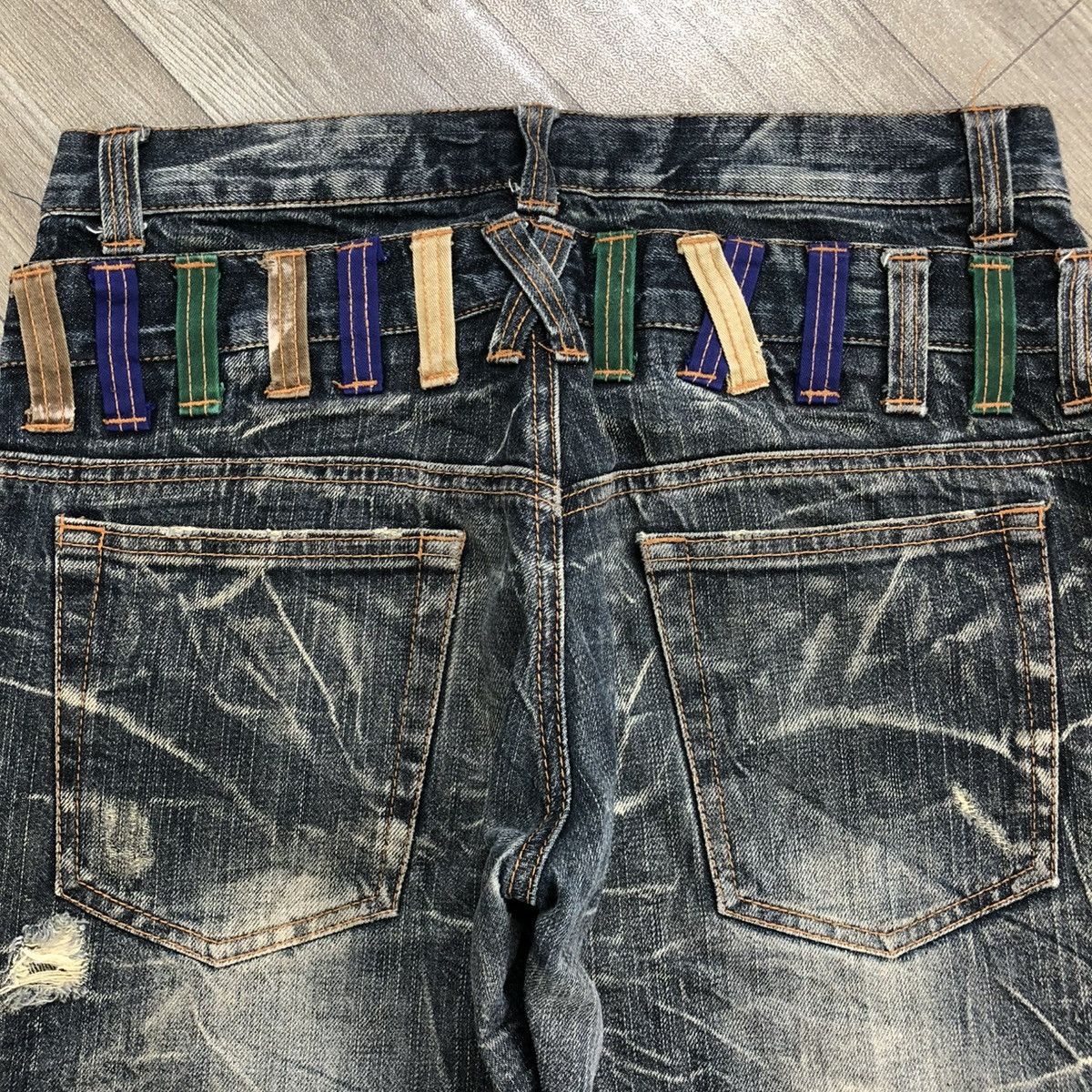 Japanese Brand 2000s Nylaus Double Waist Distressed Faded Baggy Jeans Size US 32 / EU 48 - 13 Thumbnail