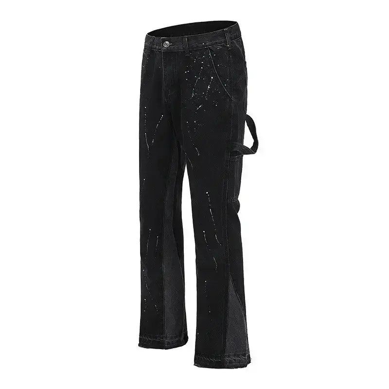 Japanese Brand Splattered Paint Flare Black Denim Jeans Size US 30 / EU 46 - 6 Thumbnail