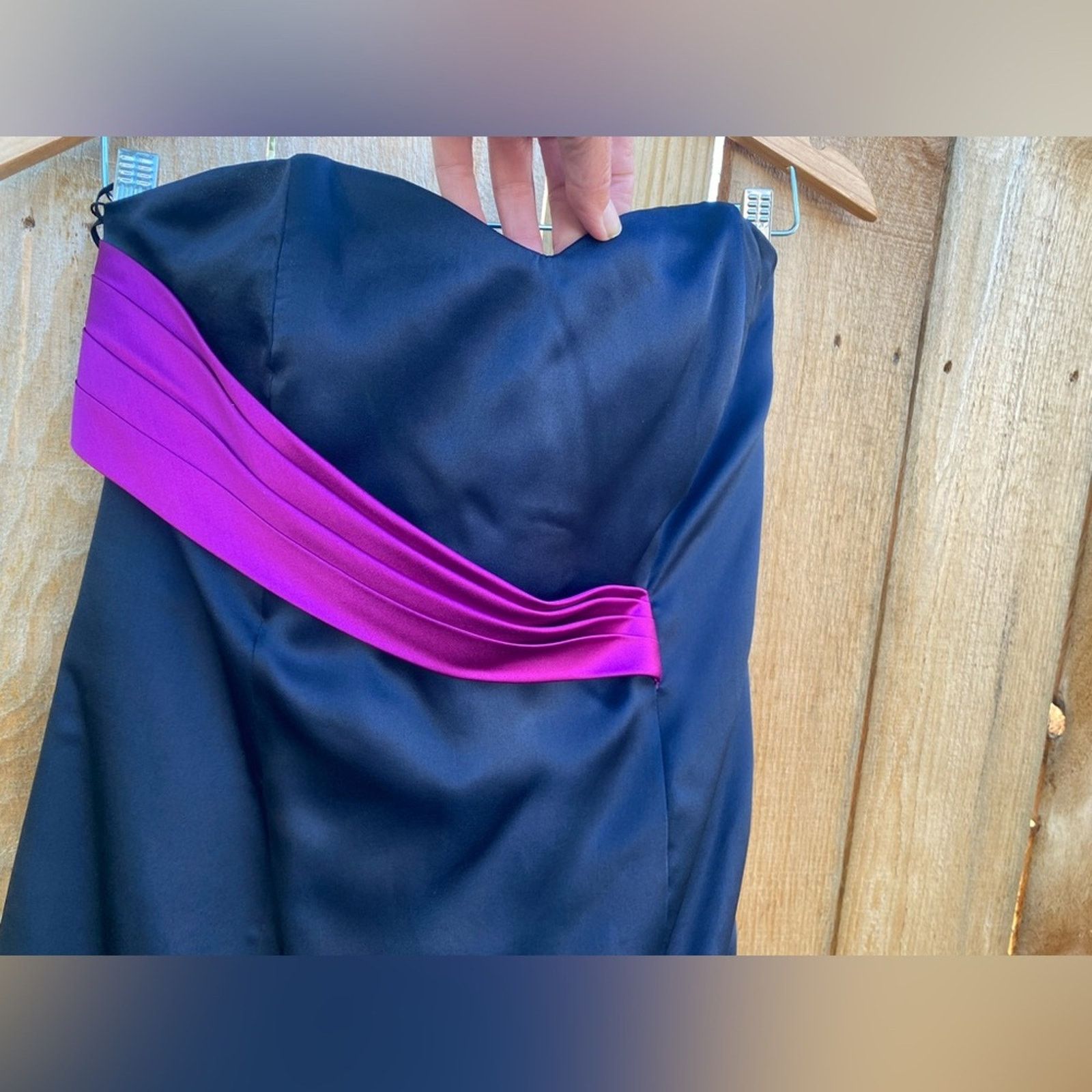 Vintage VTG y2k strapless navy blue satin dress purple mini bubble Size S / US 4 / IT 40 - 4 Thumbnail
