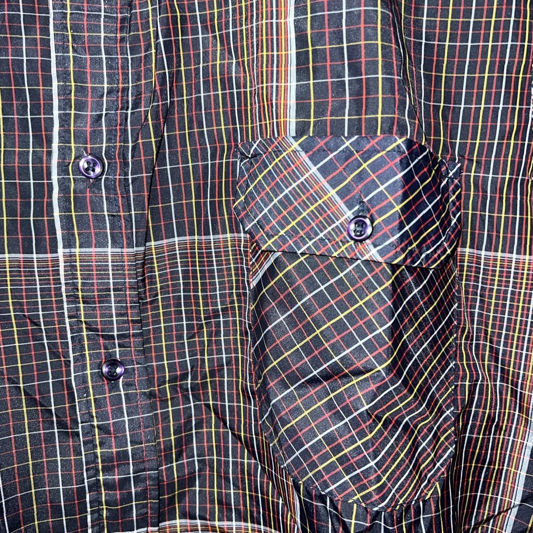 Obermeyer VINTAGE Obermeyer Men's Plaid Nylon Button-Up Shirt Long Sleeve Size L Purple Size US L / EU 52-54 / 3 - 3 Thumbnail