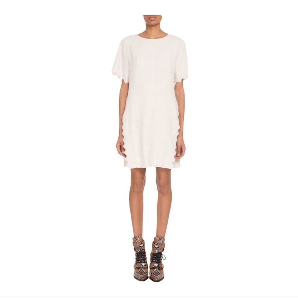Chloe NEW Chloe Butter Cream Crepe Scalloped Dress EU 36/ US 6 Size M / US 6-8 / IT 42-44 - 1 Thumbnail