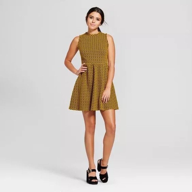 Target Basics Target Xhilaration Women's Knit Jacquard Dress Mustard Size S / US 4 / IT 40 - 1 Thumbnail