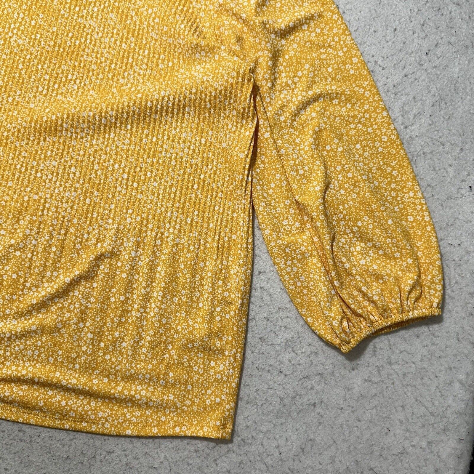 Adrianna Papell Adrianna Papell Medium Long Sleeve Yellow Floral Blouse Size M / US 6-8 / IT 42-44 - 6 Thumbnail