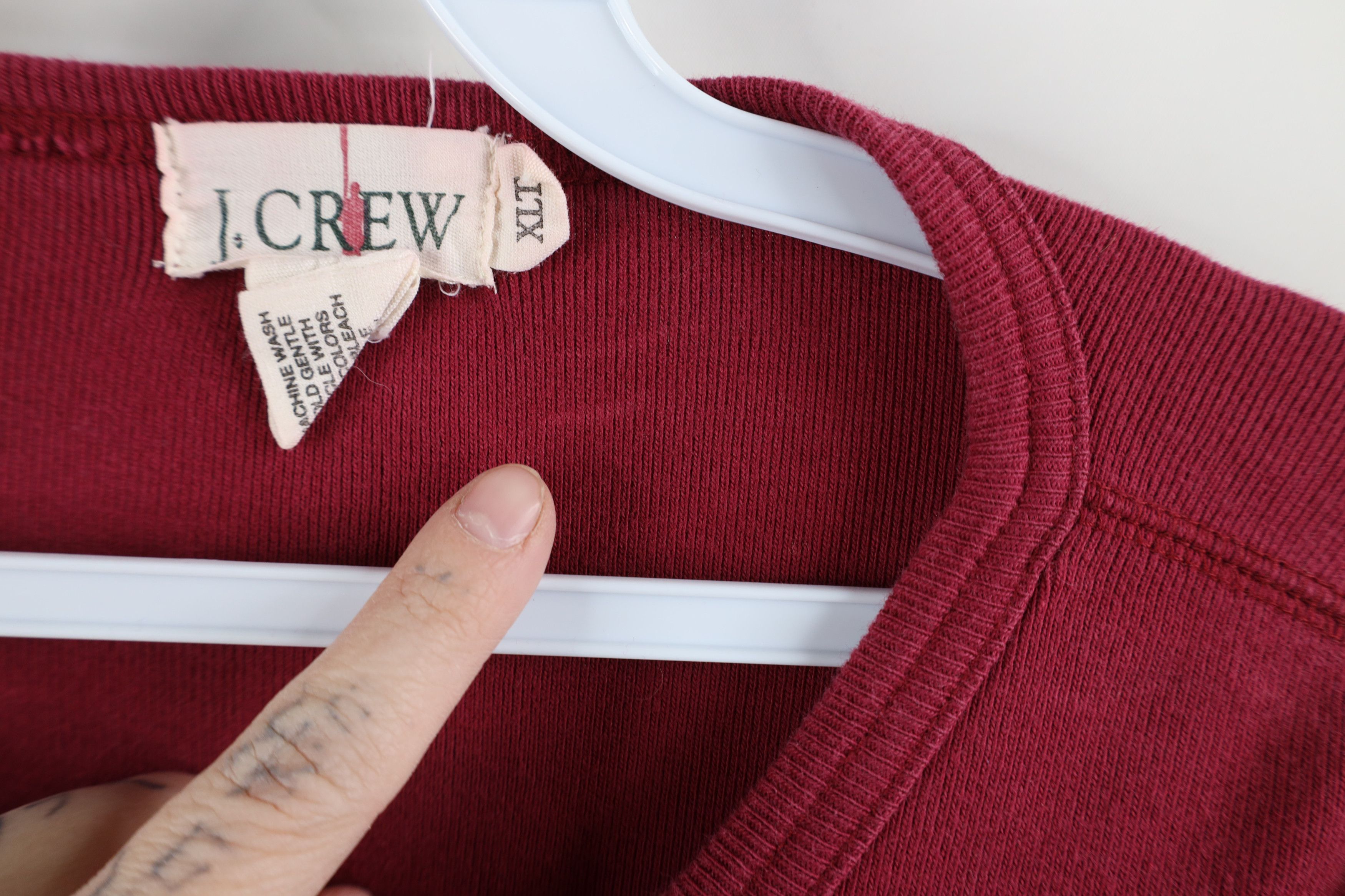 J.Crew × Vintage Vintage 90s J Crew Ribbed Knit Long Sleeve Henley T-Shirt Size US XL / EU 56 / 4 - 8 Thumbnail