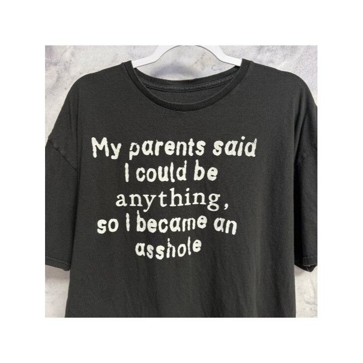 Vintage Vintage Funny Saying T Shirt Mens XL Black Short Sleeve Y2K Size US XL / EU 56 / 4 - 1 Thumbnail