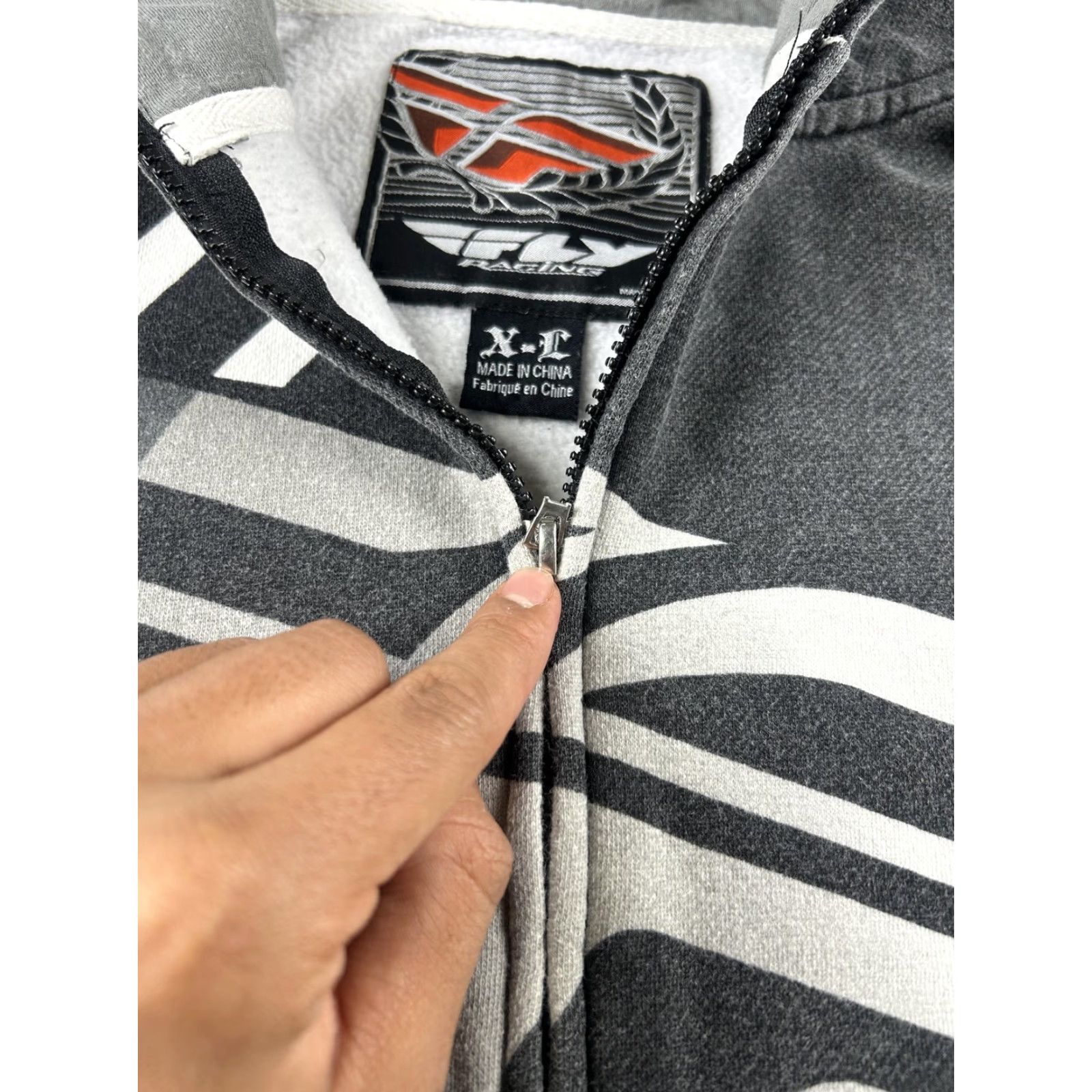 Vintage Fly Racing Hoodie Mens XL Gray Full Zip Fleece Moto Graphic Print Hooded Pockets Zipper Tailored Logo Mens XL Gray Moto Riding Size US XL / EU 56 / 4 - 7 Thumbnail