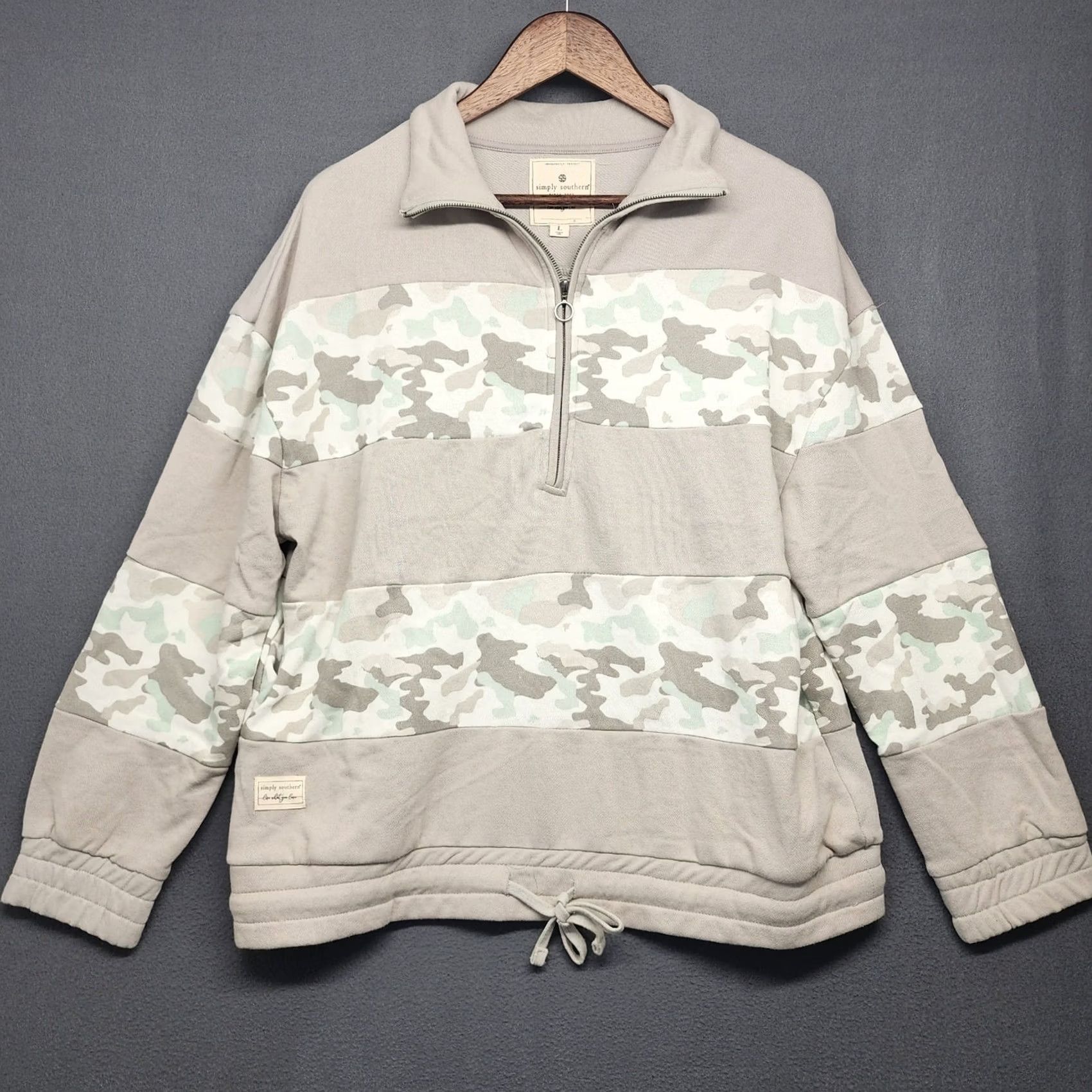 Vintage VINTAGE Simply Southern Pullover Sweatshirt Camouflage Gray L Women 1/4 Quarter Zip Pockets Casual Size L / US 10 / IT 46 - 2 Thumbnail