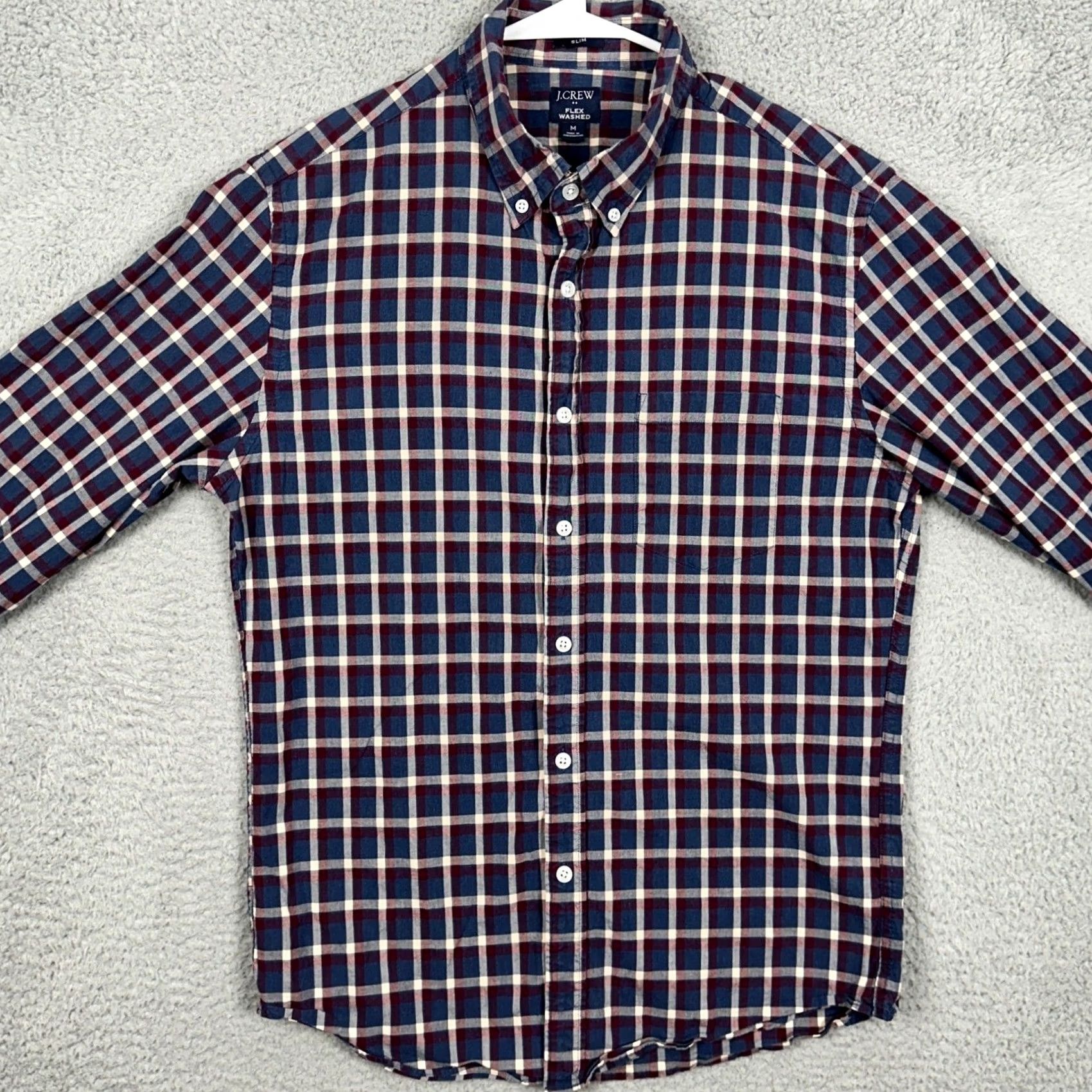 J.Crew VINTAGE J Crew Flex Washed Mens Medium Slim Fit Shirt Button Down Blue Red Plaid EUC Size US M / EU 48-50 / 2 - 3 Thumbnail
