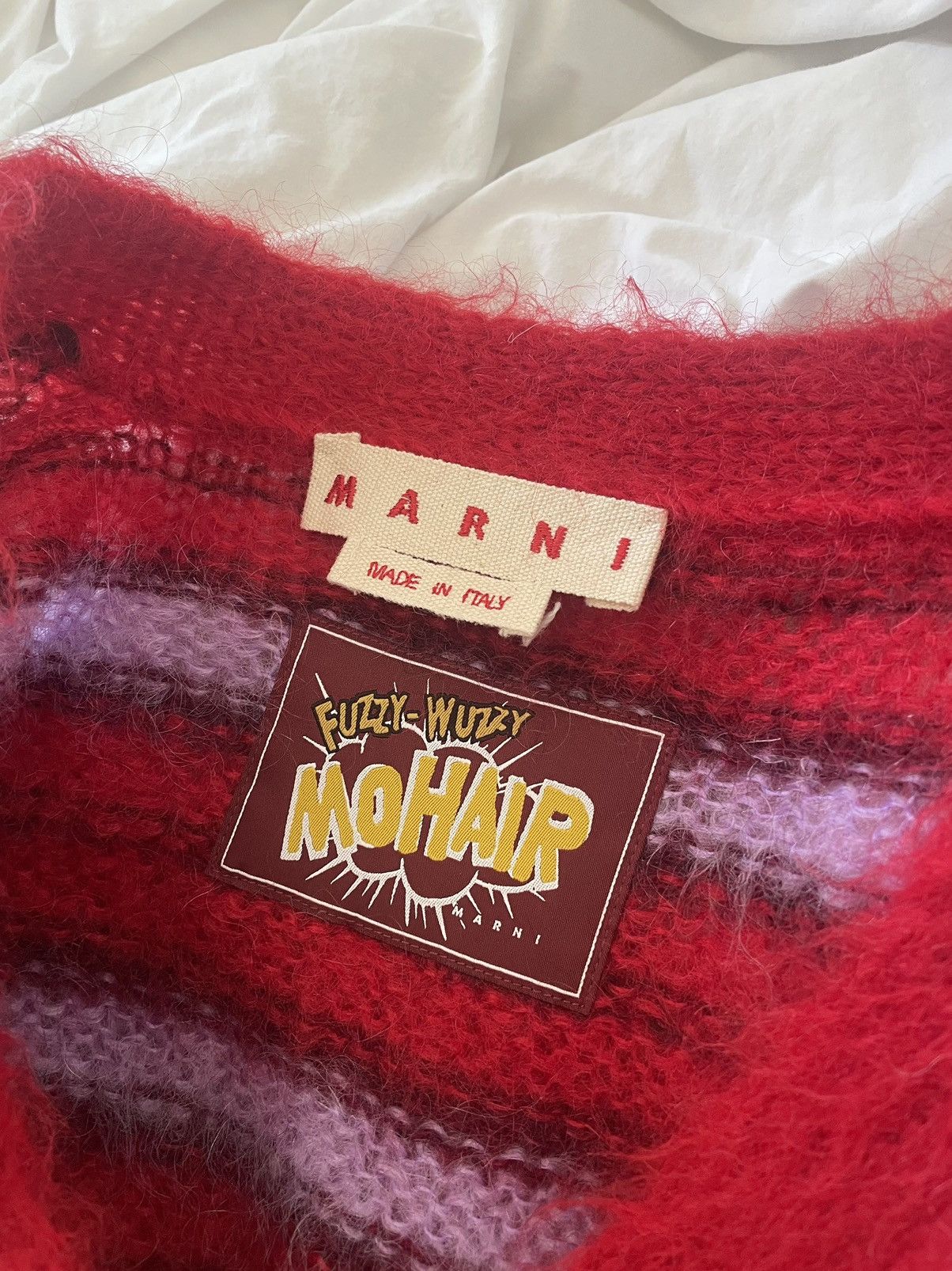 Marni Marni Fuzzy Wuzzy Mohair Cardigan Sweater Red Stripe Size XS / US 0-2 / IT 36-38 - 5 Thumbnail