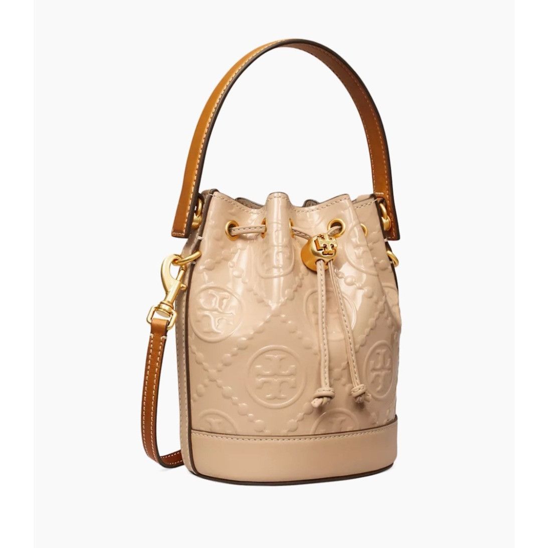Tory Burch NWT! Tory Burch T Monogram Embossed Patent Leather Bucket Ba Size ONE SIZE - 3 Thumbnail