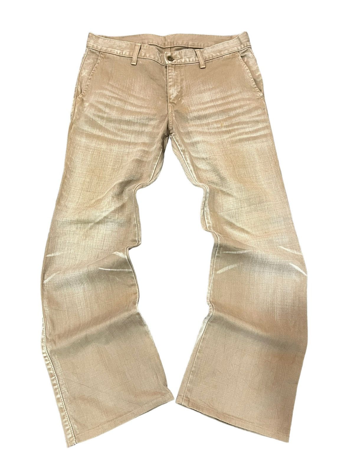 image of 14Th Addiction x Abahouse Aba House Mud Wash Flared Denim Jeans Claw Mark in Beige, Men's (Size 31)