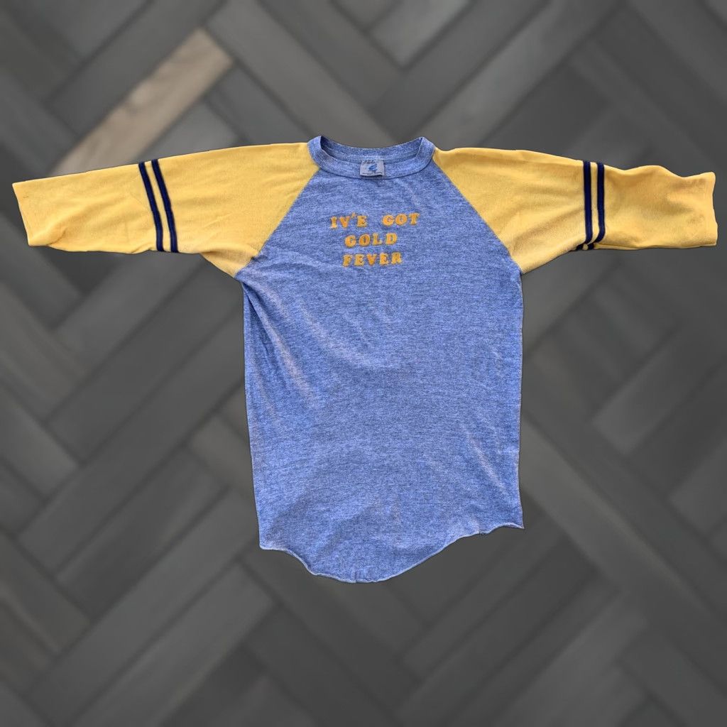 Vintage VINTAGE Ive Got Gold Fever Hartzel Raglan Tee Iron On Lettering T Shirt 80s Sz L Size US L / EU 52-54 / 3 - 1 Thumbnail