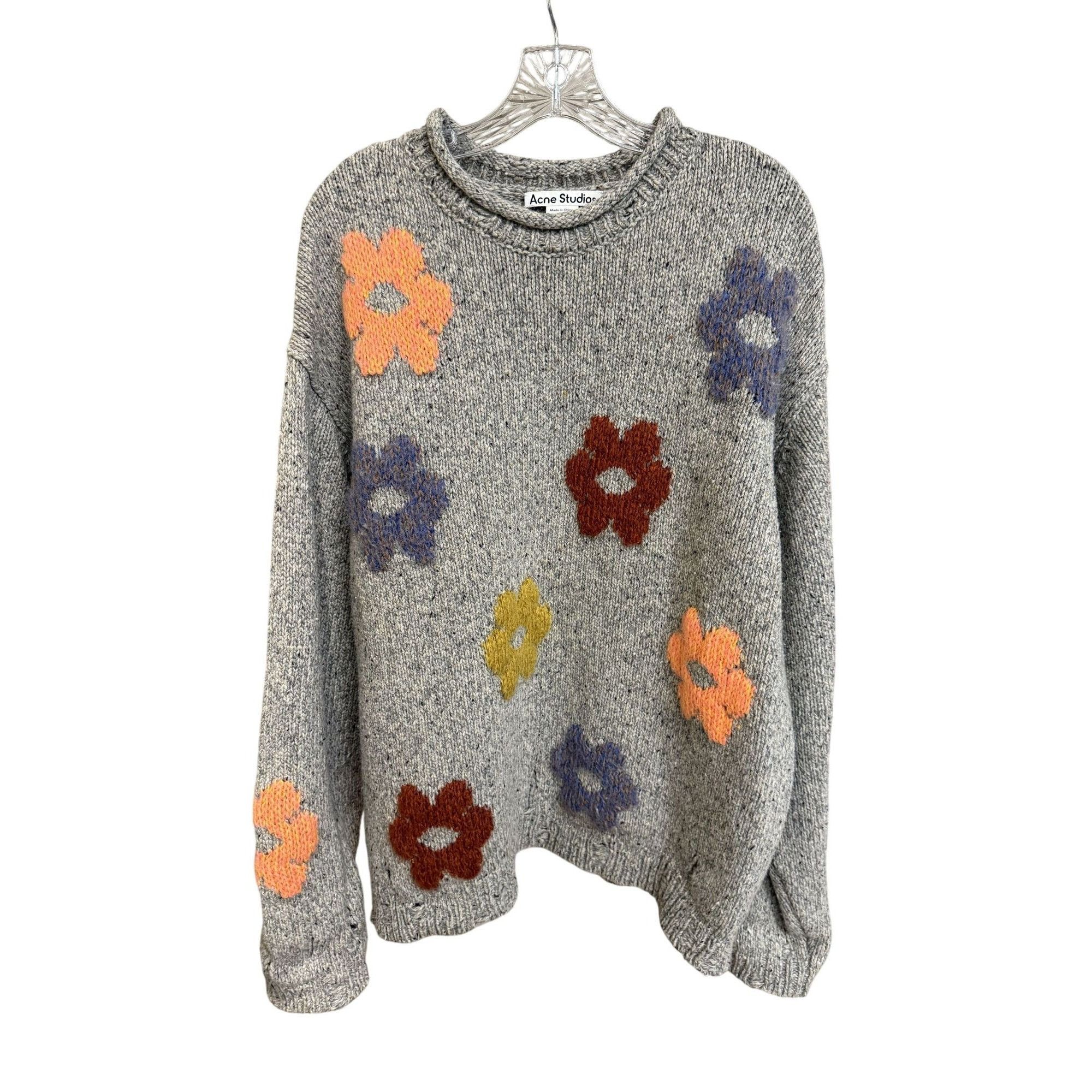 Acne Studios Acne Studios Floral Knit Sweater XL Gray Multicolor Wool & M Size XL / US 12-14 / IT 48-50 - 1 Thumbnail