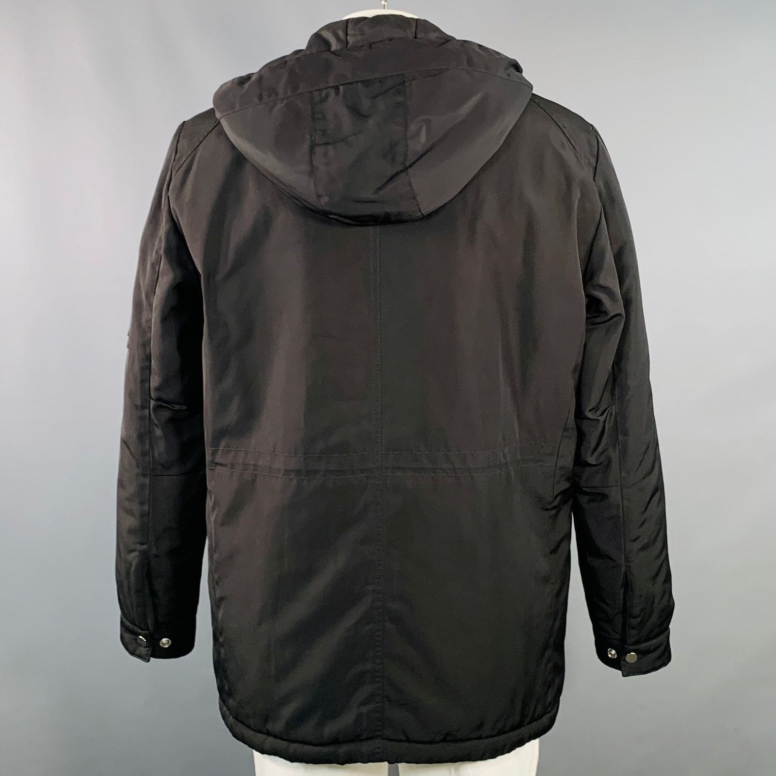 The Kooples THE KOOPLES Size XL Black Polyester Leather Trim Hooded Coat Size US XL / EU 56 / 4 - 4 Thumbnail