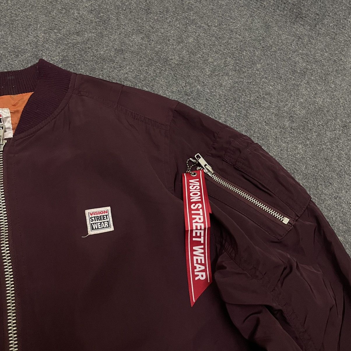 Vision Streetwear VSW Burgundy Bomber Jacket With Rainbow Embroidered Spellout Size US M / EU 48-50 / 2 - 10 Thumbnail