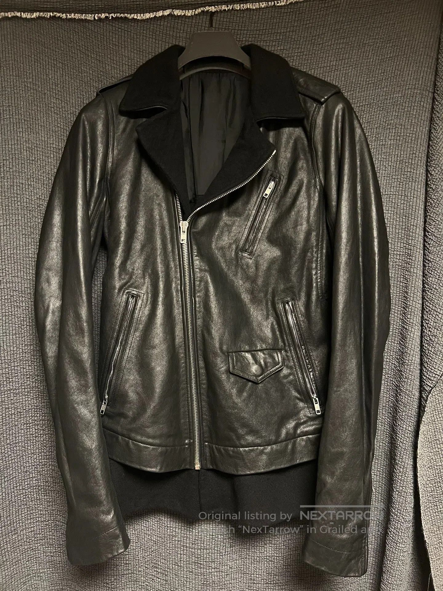 Rick Owens Rick Owens Leather Jacket with Asymmetrical Zip. Size US L / EU 52-54 / 3 - 1 Thumbnail