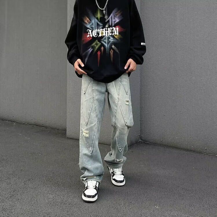 Japanese Brand × Jean Retro loose ripped high street jeans Size US 32 / EU 48 - 4 Thumbnail