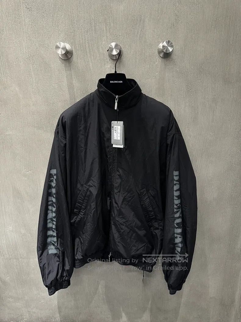 Balenciaga Arm gradient text fleece zipper nylon jacket