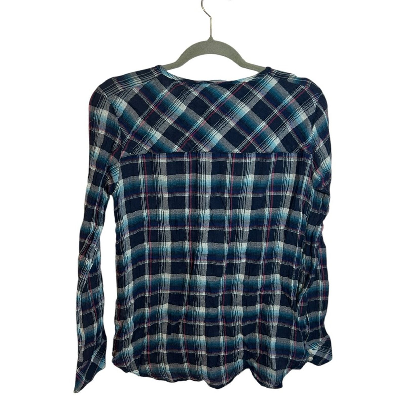 Other C&C California Blue Plaid Gauze Cotton Popover Top Size XS / US 0-2 / IT 36-38 - 2 Thumbnail