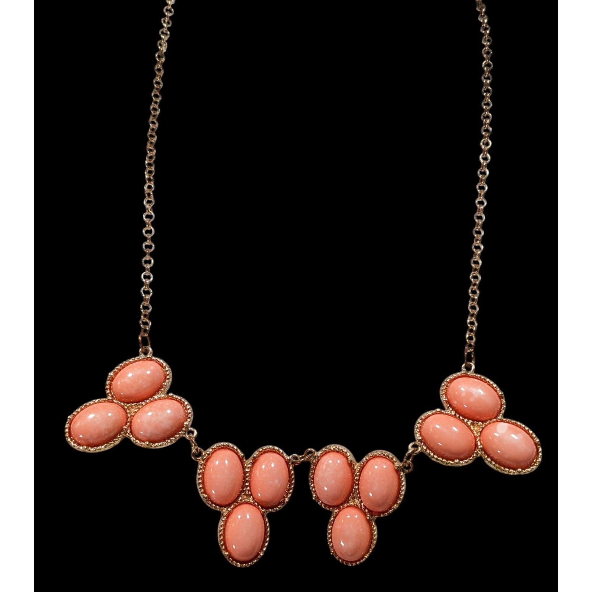 Other Y2K Mottled Peach Cabochon Floral Necklace Size ONE SIZE - 2 Thumbnail