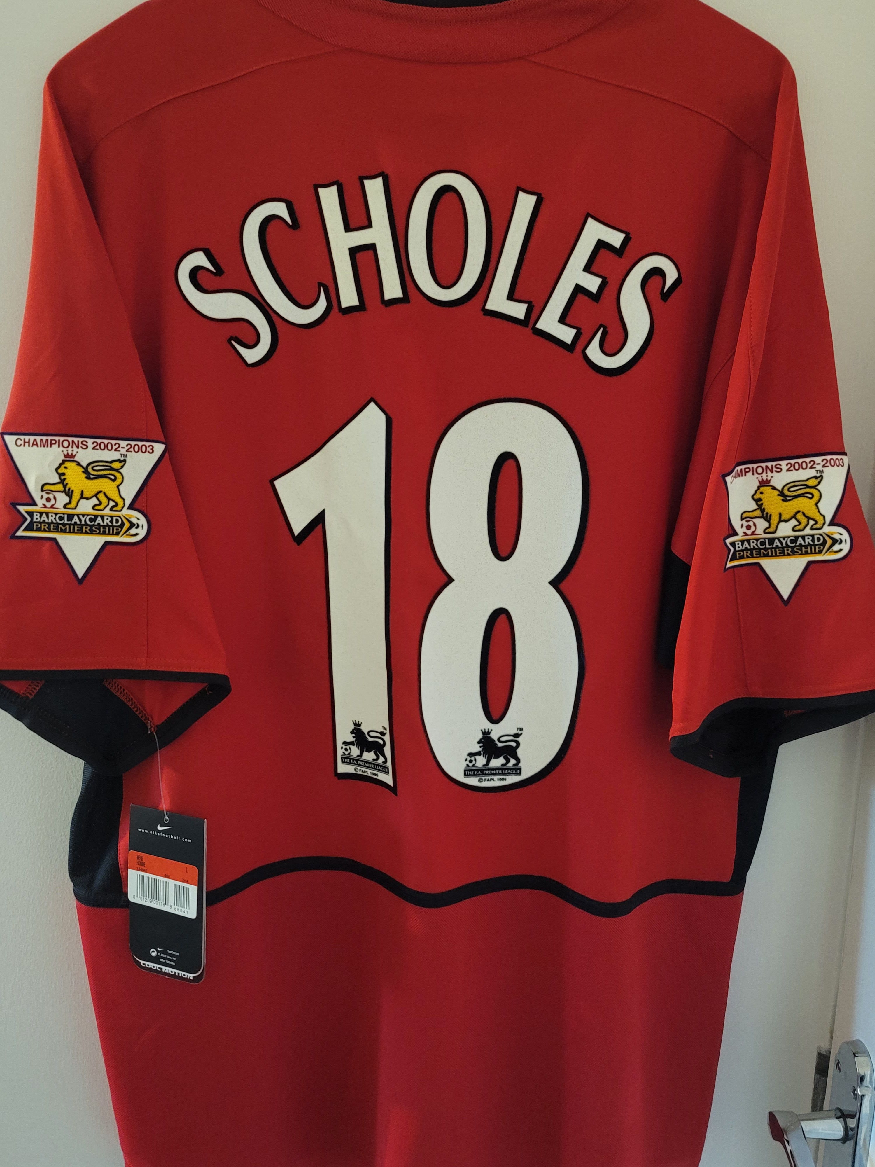 Other Manchester United 2002 Home Jersey Scholes Full set BNWTL Size US L / EU 52-54 / 3 - 2 Thumbnail