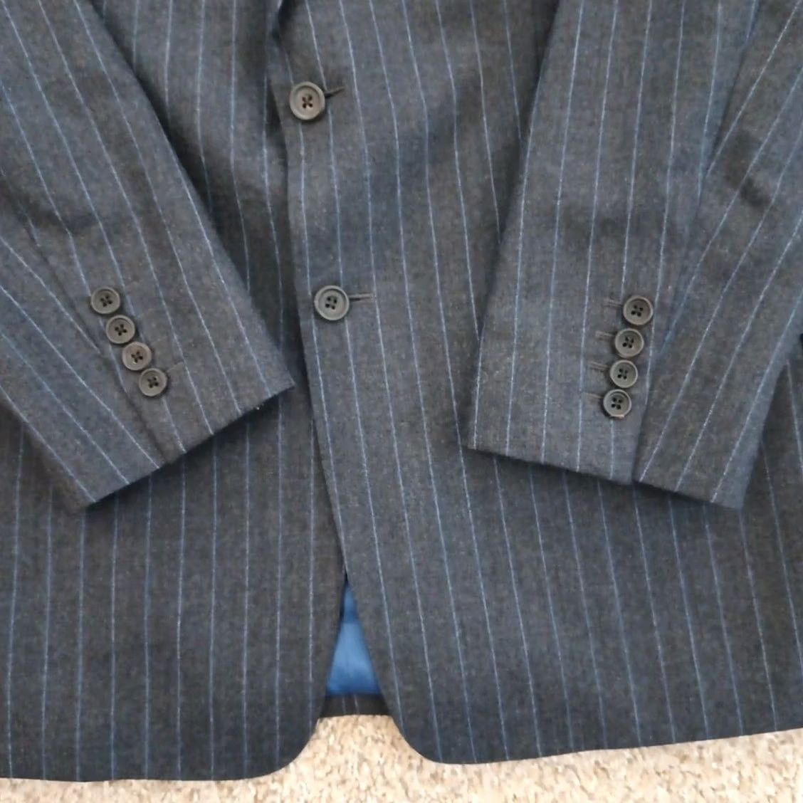 Chester Barrie Chester Barrie Blazer Mens 40 Short Gray Striped Wool Cashmere Double Vent Notch Lapel Blazer jacket two-button chest 42 Regular Mens Size US 40 / EU 56 - 4 Thumbnail