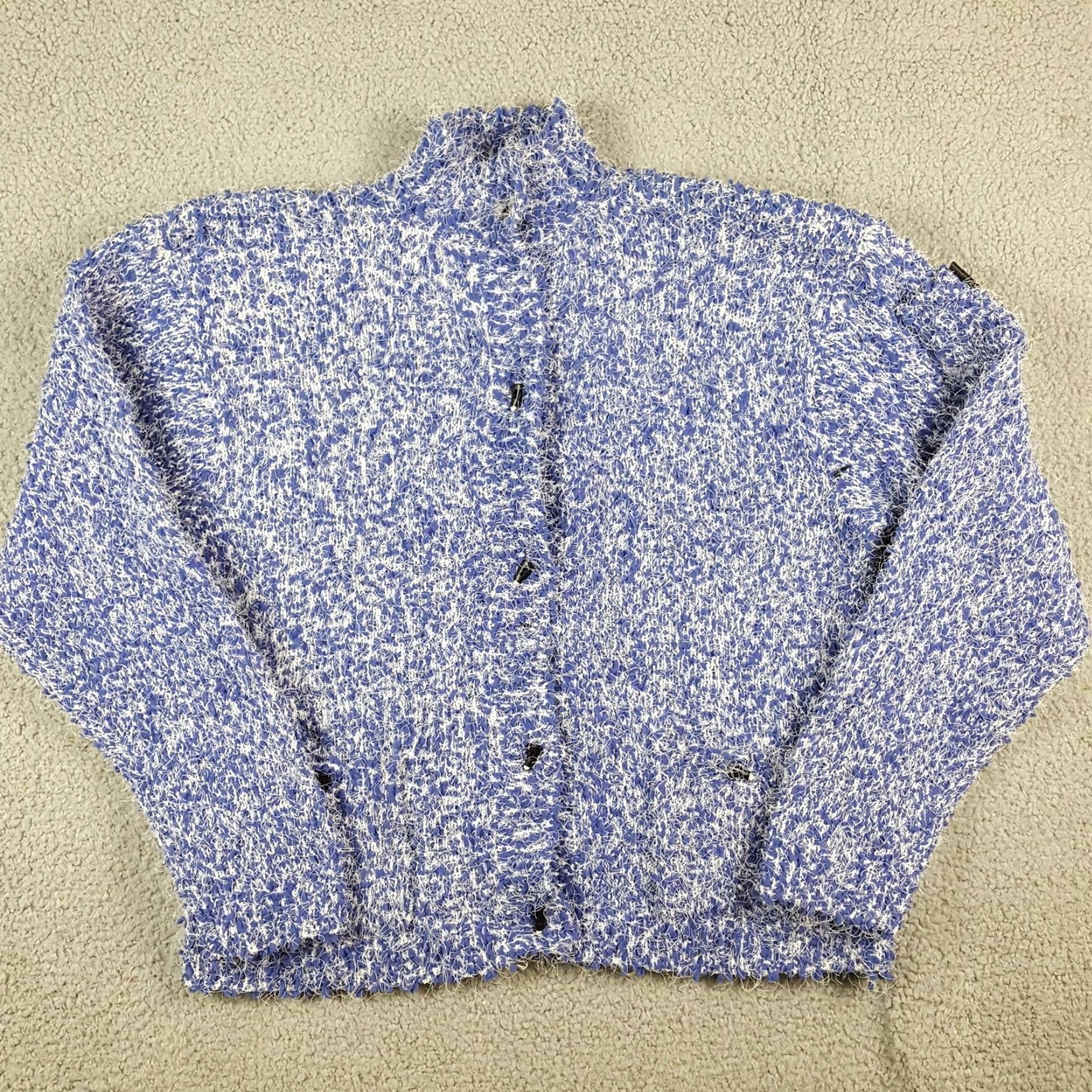 Vintage VINTAGE Jamie Sadock Purple Fuzzy Sherpa Cardigan Sweater Women's Large Knit Bohemian 00s Y2K Size L / US 10 / IT 46 - 2 Thumbnail