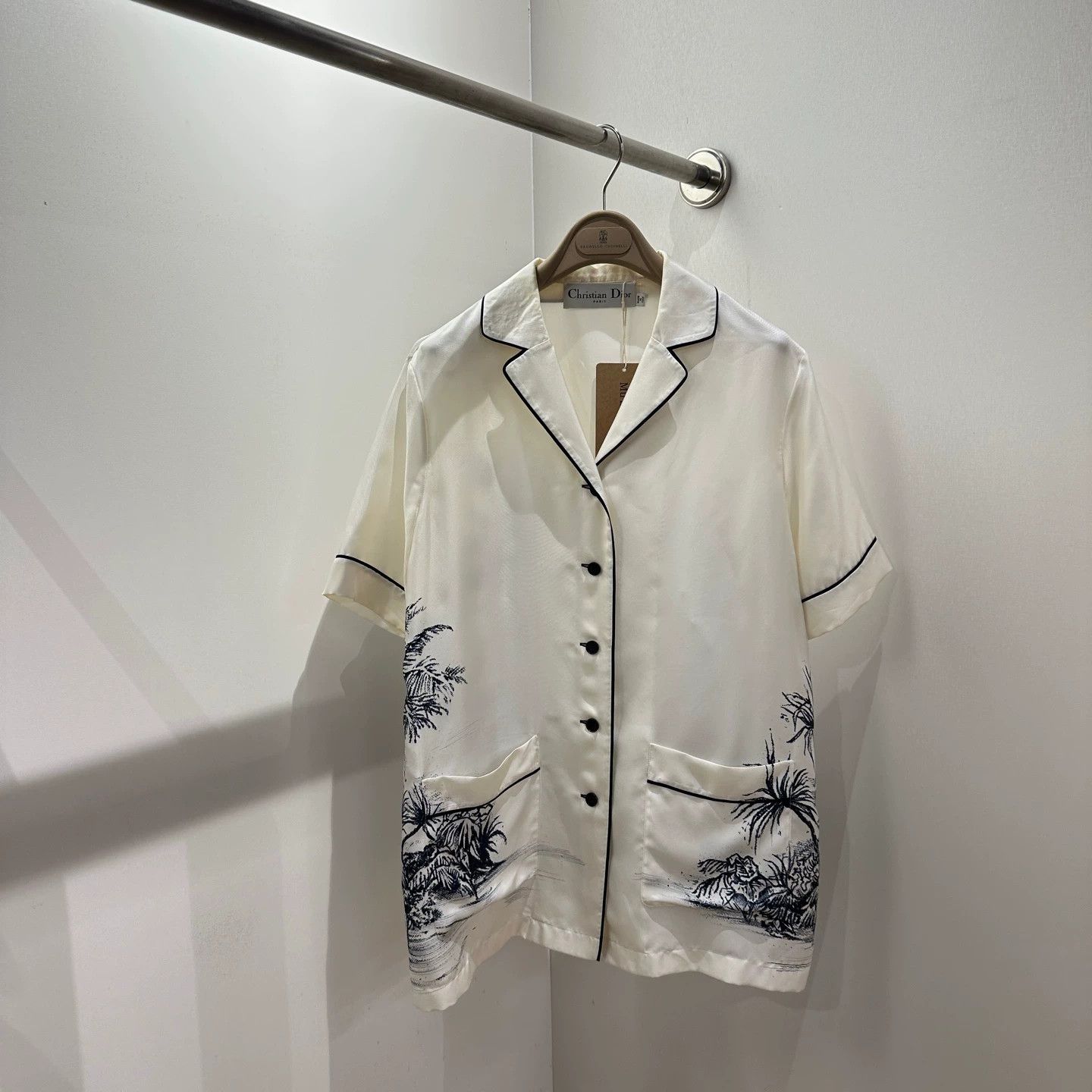 Christian Dior Monsieur Dior may602 Palm Tree Silk Short Sleeve Shirt 40 Size M / US 6-8 / IT 42-44 - 1 Thumbnail