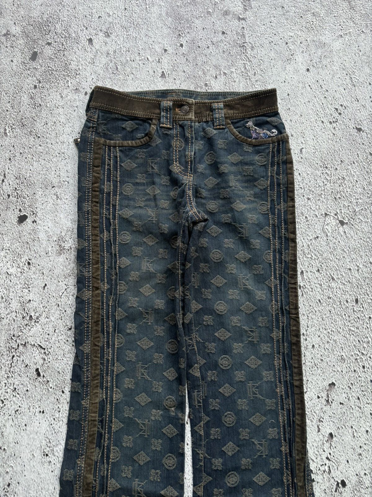 Hysteric Glamour 2000's GK flare monogram bootcut jeans Size 27" / US 4 / IT 40 - 3 Thumbnail