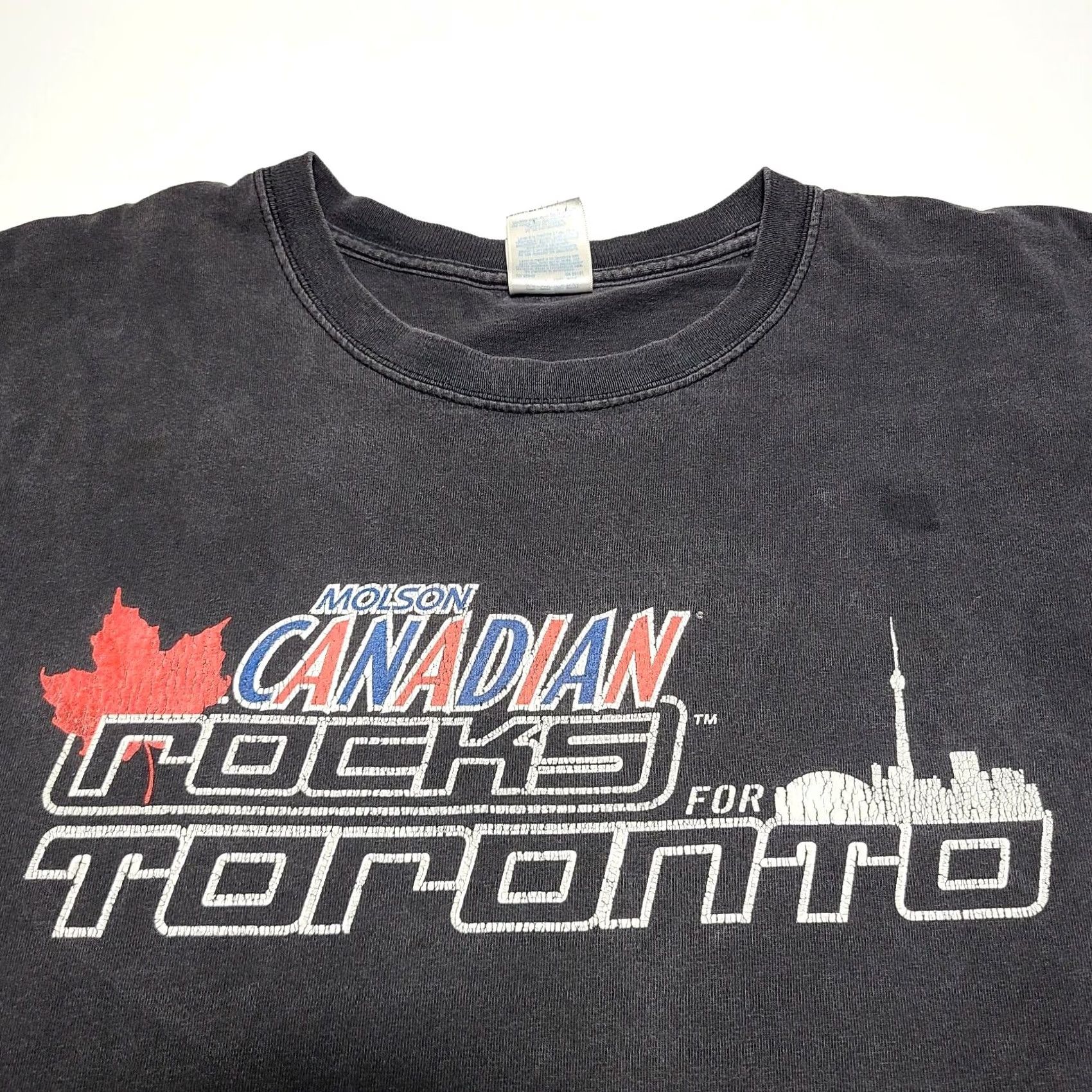 Gildan VINTAGE Rolling Stones AC/DC Molson Canada TORONTO Men's XL T-Shirt Rock 90s Black Mens Short Sleeve Gildan Size US XL / EU 56 / 4 - 3 Thumbnail