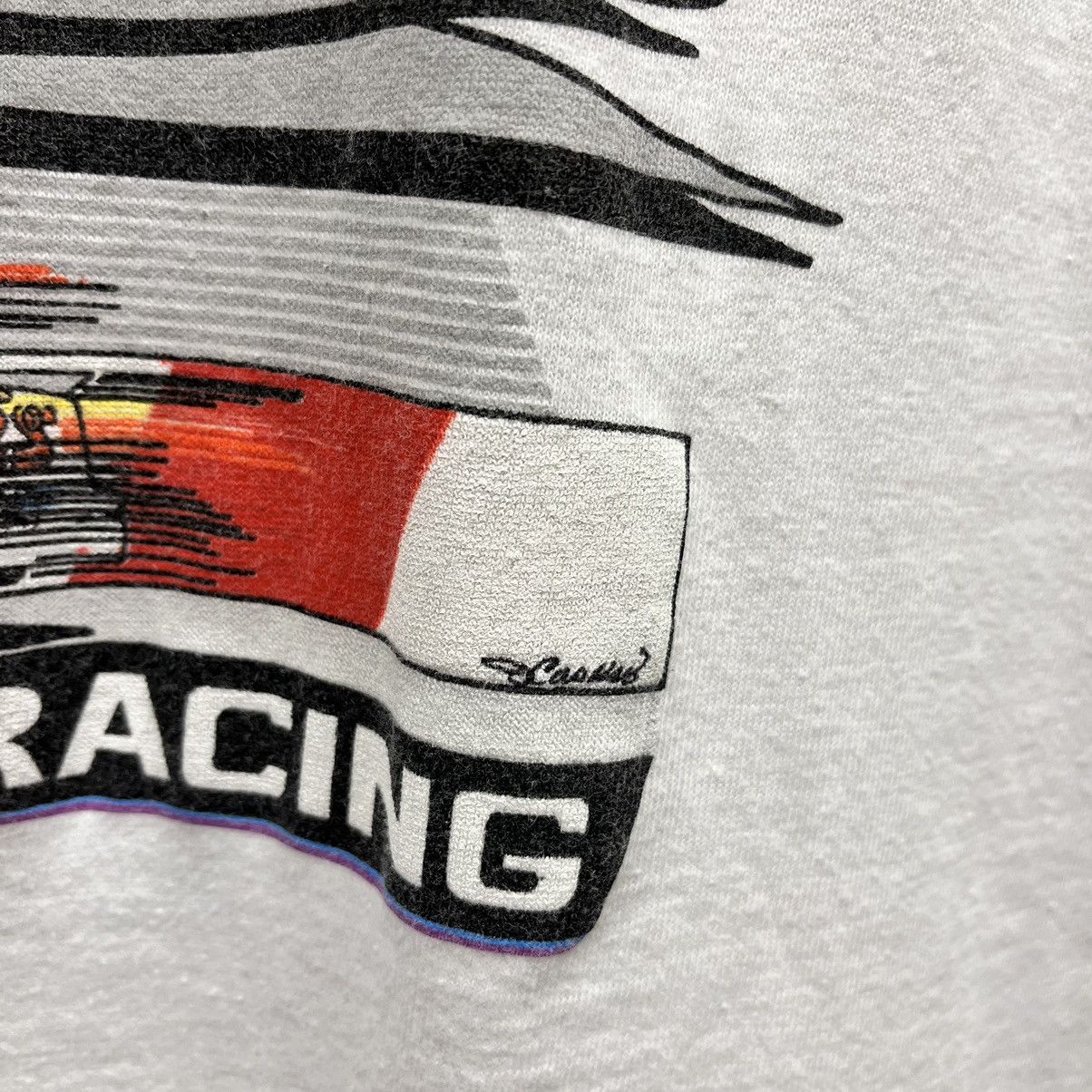Vintage Cale Yarborough Vintage 90s White Single Stitch Racing Tee Size US M / EU 48-50 / 2 - 3 Thumbnail
